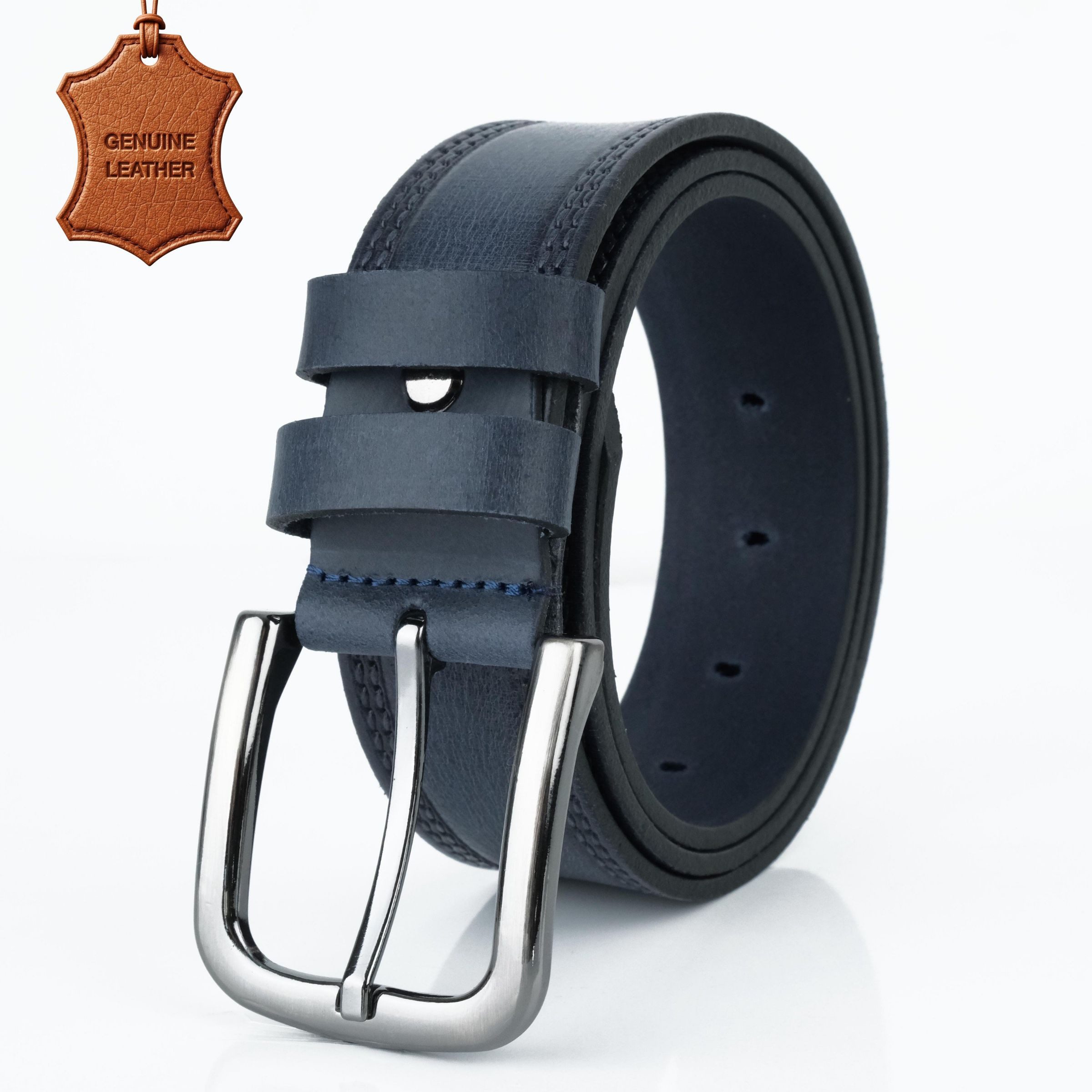 herémood Ledergürtel Gürtel Herren 4cm breit Ledergürtel Jeans Premium Geschenke für Männer (100 % Echtleder Gürtel handgefertigt, hochwertig verarbeitet, kürzbar, 1-St., Blau 120 cm – 4 cm breit – echtes, robustes Büffelleder, langlebig) Ledergürtel Herren Blau – robust & edel, ideales Herrengeschenk