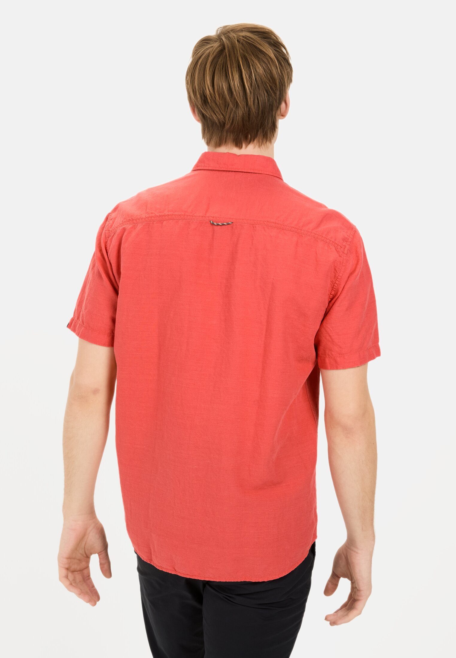camel active Kurzarmhemd aus einem Baumwoll-Leinenmix Kurzarm Button-Down