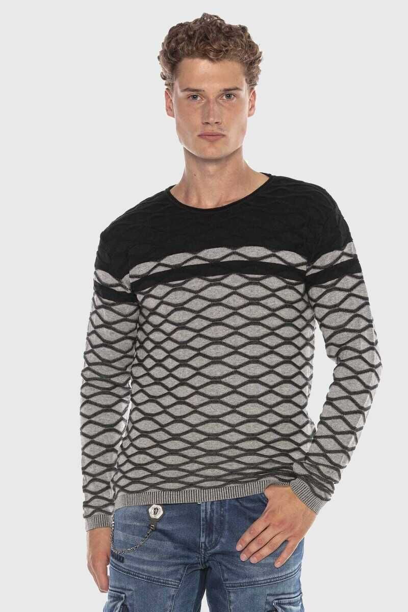 Cipo & Baxx Rundhalspullover Pullover (1-tlg) mit modernem Muster günstig online kaufen