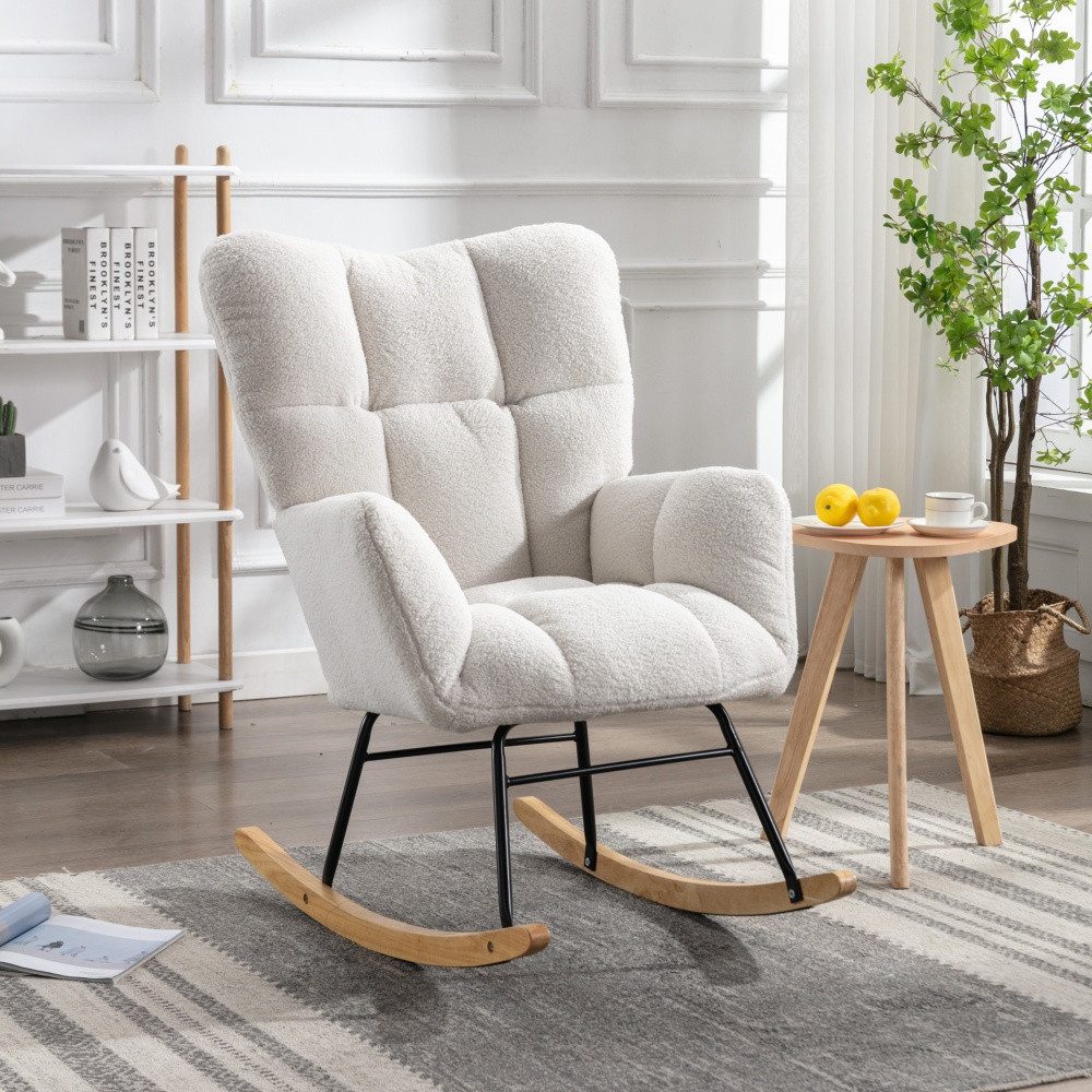 IDEASY Schaukelstuhl Stillsessel Relaxsessel Teddy-Schaukelsessel Schwingsessel Relaxstuhl, Relaxfunktion, das Baby ins Bett bringen, für Schlafzimmer Wohnzimmer
