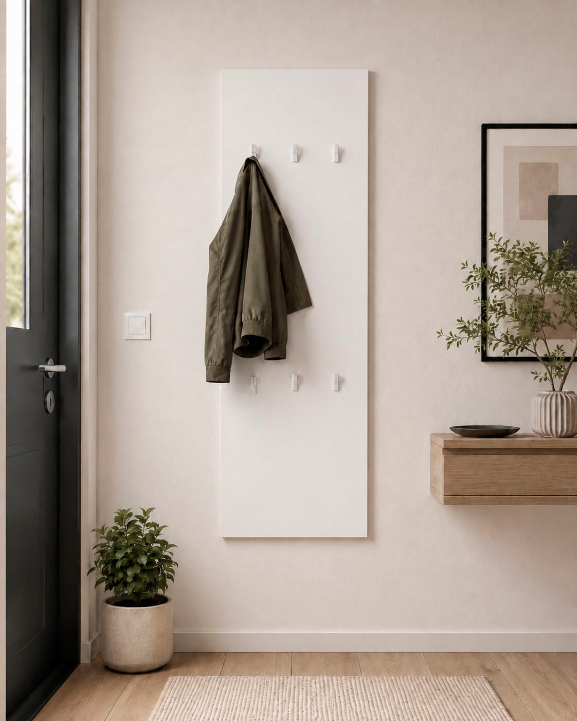 borchardt Möbel Garderobenpaneel Vaasa, 123x45cm mit Metallhaken, Garderobe hängend, 6 Haken, Wandgarderobe