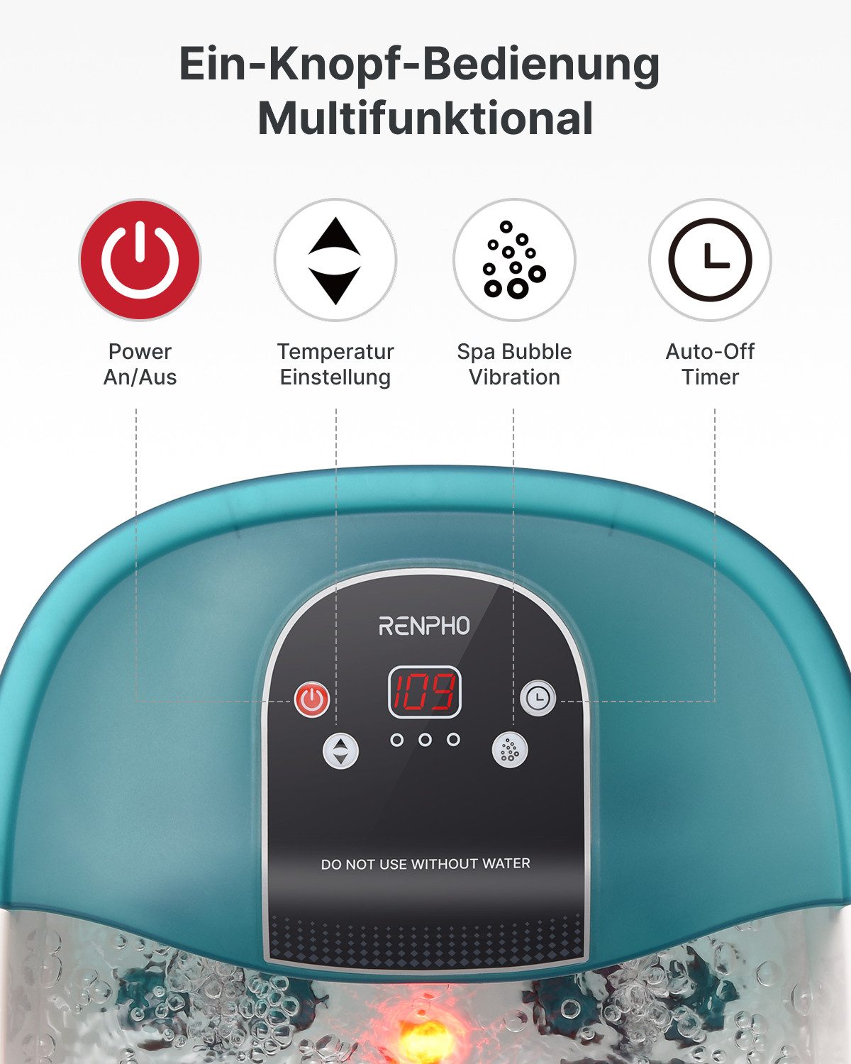 RENPHO Fußmassagegerät Fußbad mit Massagefunktion, Verwöhnende Thermalentspannung für die Füße – Bild 5 von 5