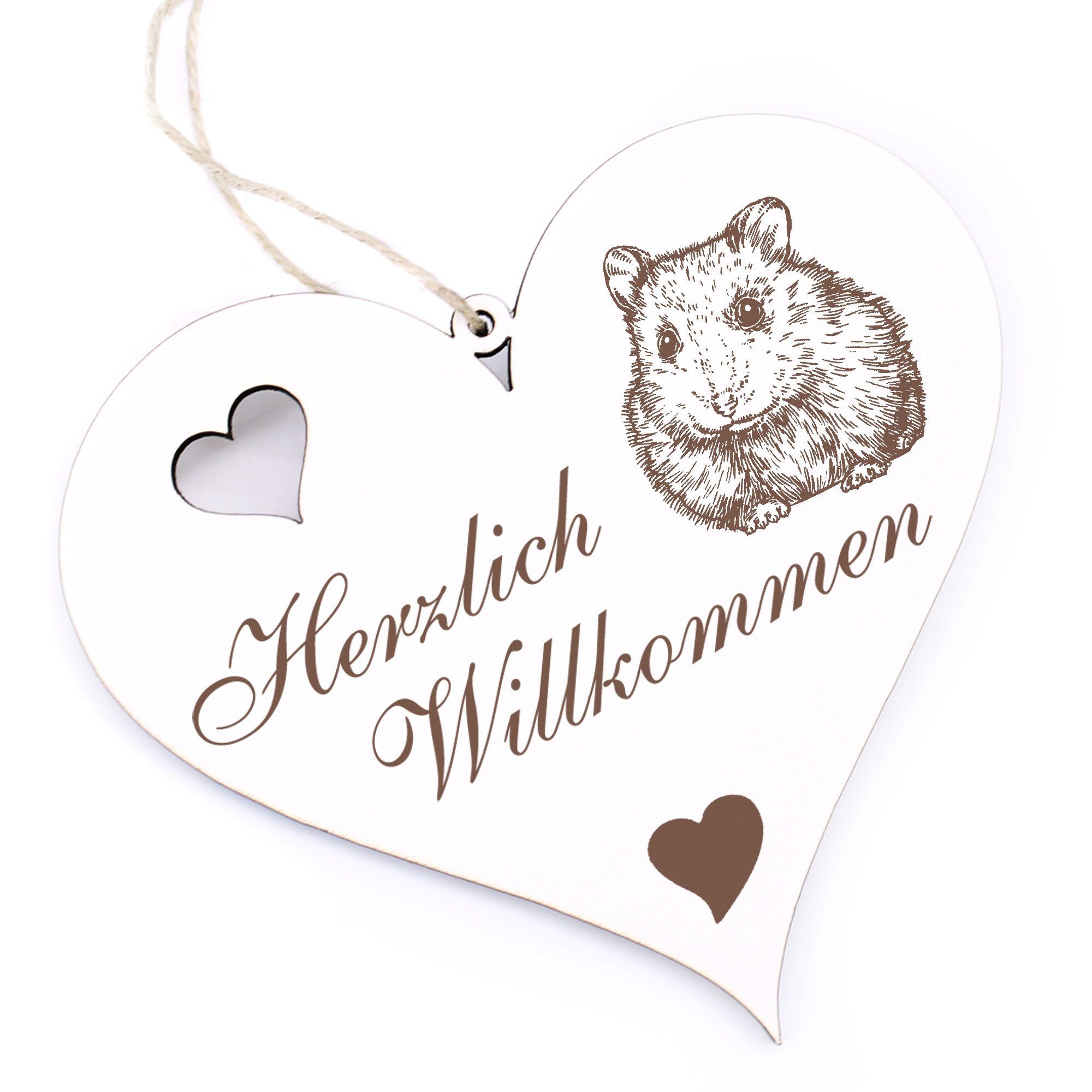 Dekolando Hängedekoration Herzlich Willkommen - Hamster - 13x12cm