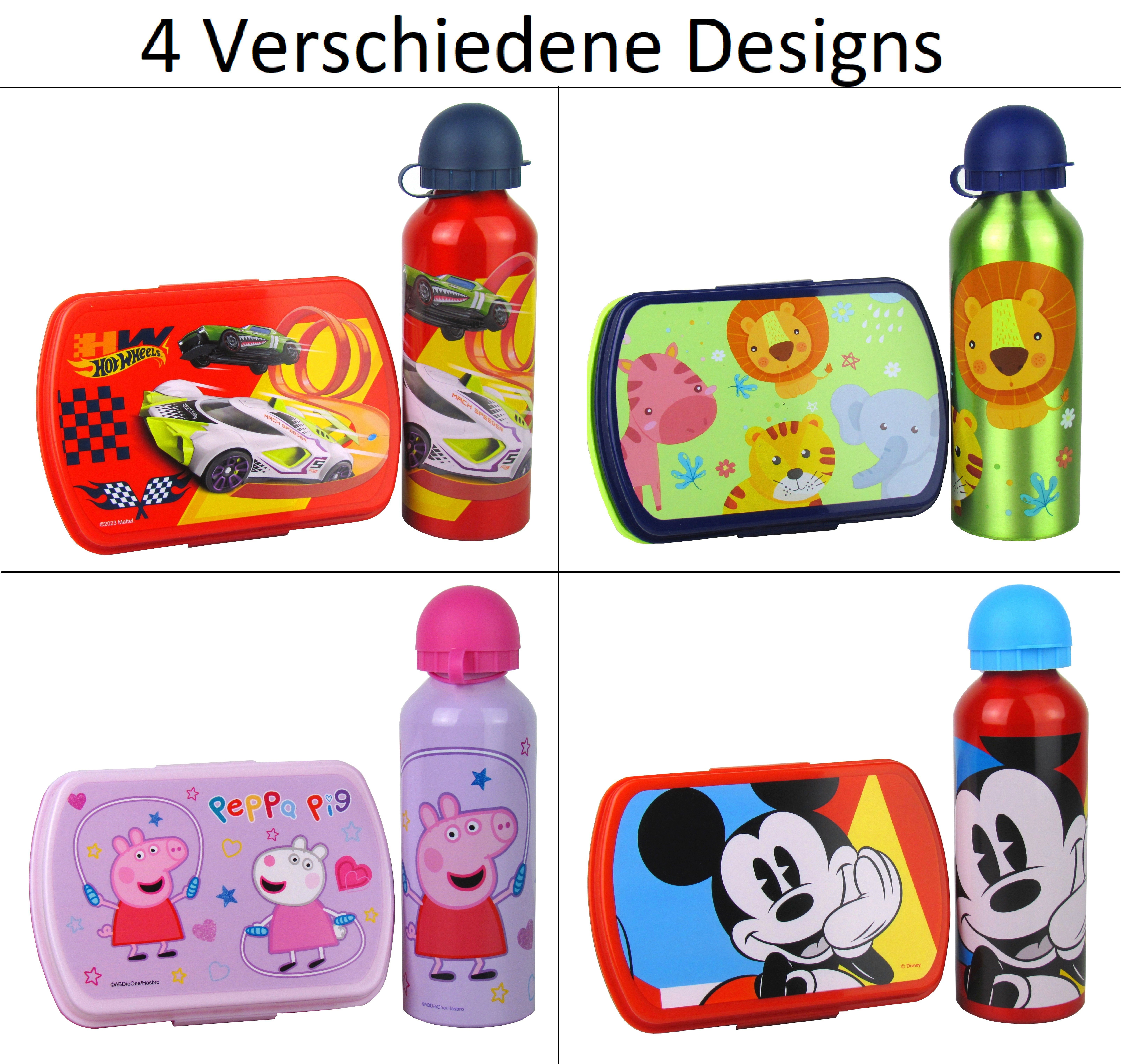 Kids Licensing Lunchbox Frühstücks-Set - Kunststoff Brotdose 20 x 8 x 5,5cm, inkl. Metall Trinkflasche 500ml - verschieden Motive