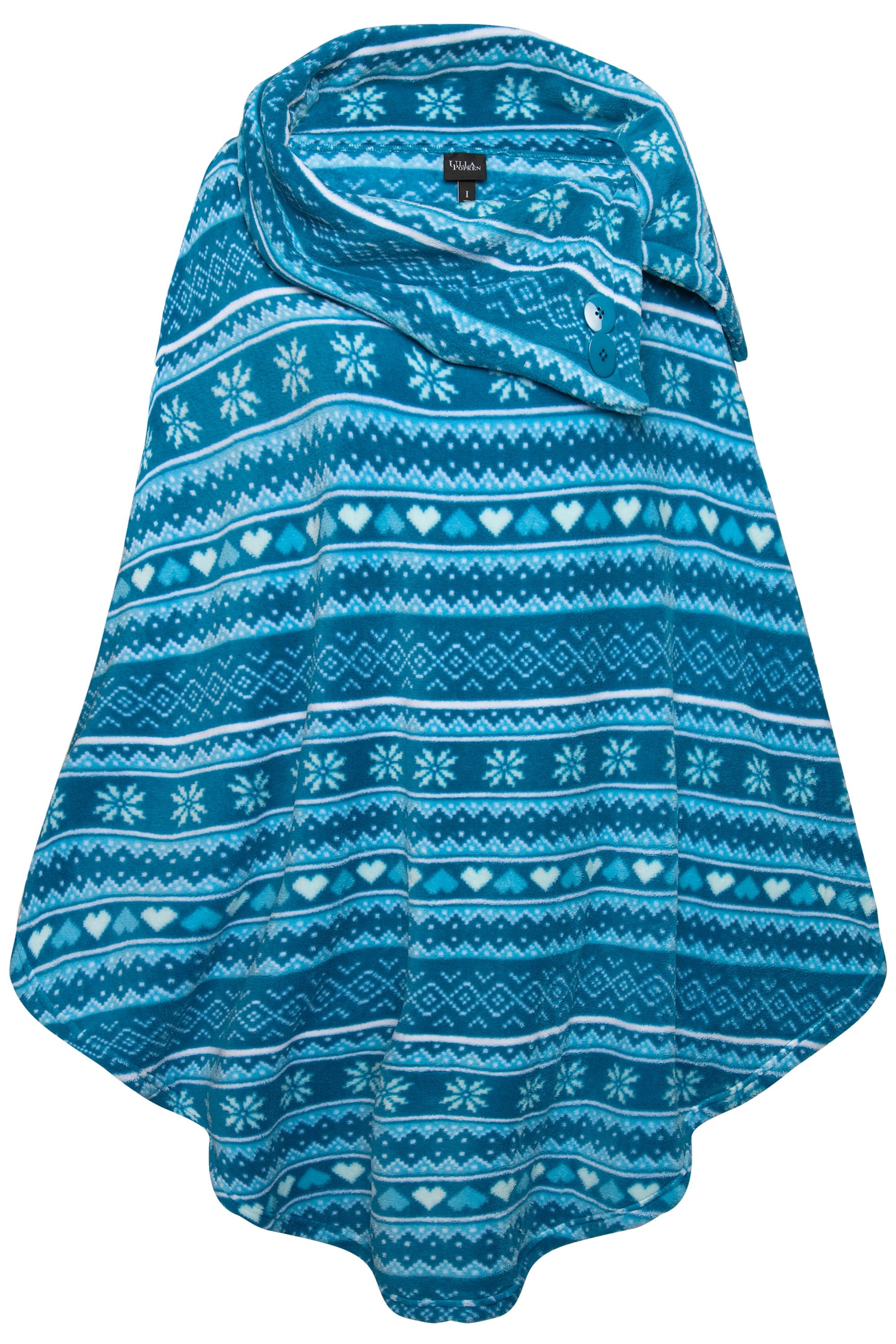 Ulla Popken Bademantel Homewear-Poncho Norweger Plüsch günstig online kaufen