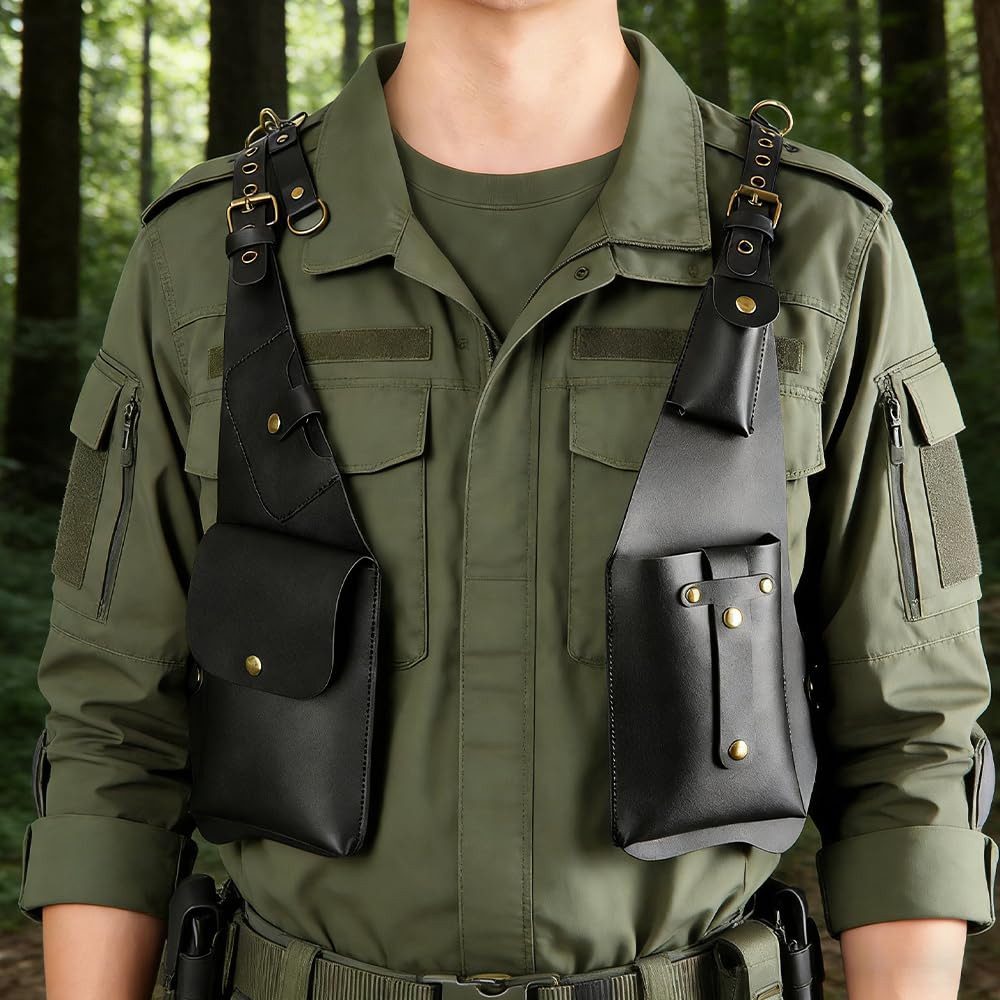 Blusmart Schultertasche Doppelte Schultertasche, Schulterholstertasche (Wasserdichte Retro-Achselholstertasche, mit verstellbarem Riemen), Für Geldbörse, Handy und Schlüssel
