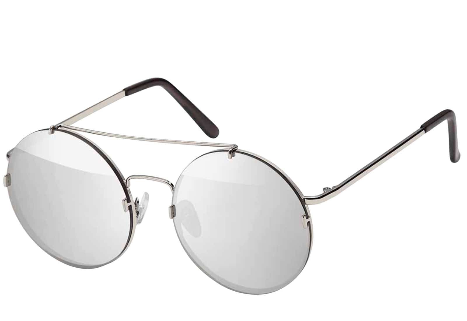 Linsen Damen verspiegelten, Sonnenbrille (1-St) mit Rundglas Pilotenbrille schwarz, blauen Designer balu-grün BEZLIT Eyewear Silber und