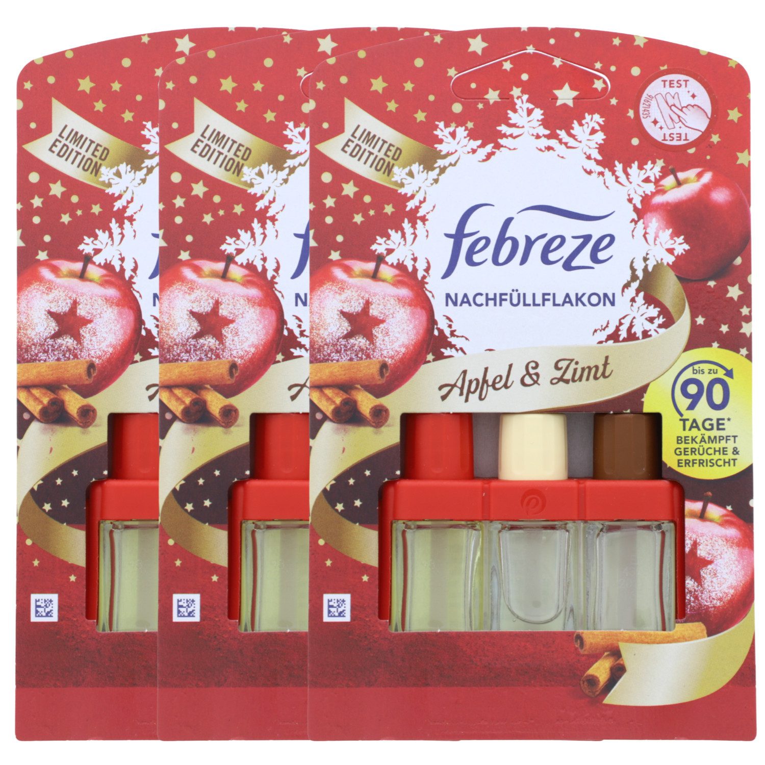 Febreze Raumduft-Nachfüllflasche 3 x Febreze 3Volution Duftstecker Nachfüllflakon Apfel & Zimt je 20ml