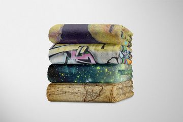Sinus Art Handtücher Handtuch Strandhandtuch Saunatuch Kuscheldecke mit Fotomotiv Sterne Universum G, Baumwolle-Polyester-Mix (1-St), Handtuch