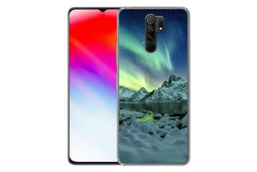 MuchoWow Handyhülle Meer - Eis - Nordlicht - Winter - Natur, Phone Case, Handyhülle Xiaomi Redmi 9, Silikon, Schutzhülle