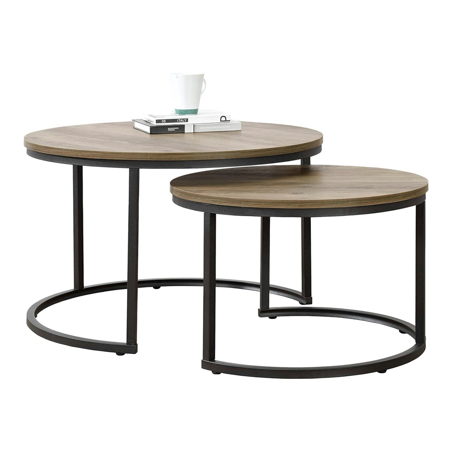 en.casa Couchtisch (Set, 2-St), »Christchurch« rund Metallgestell Marmoropt günstig online kaufen