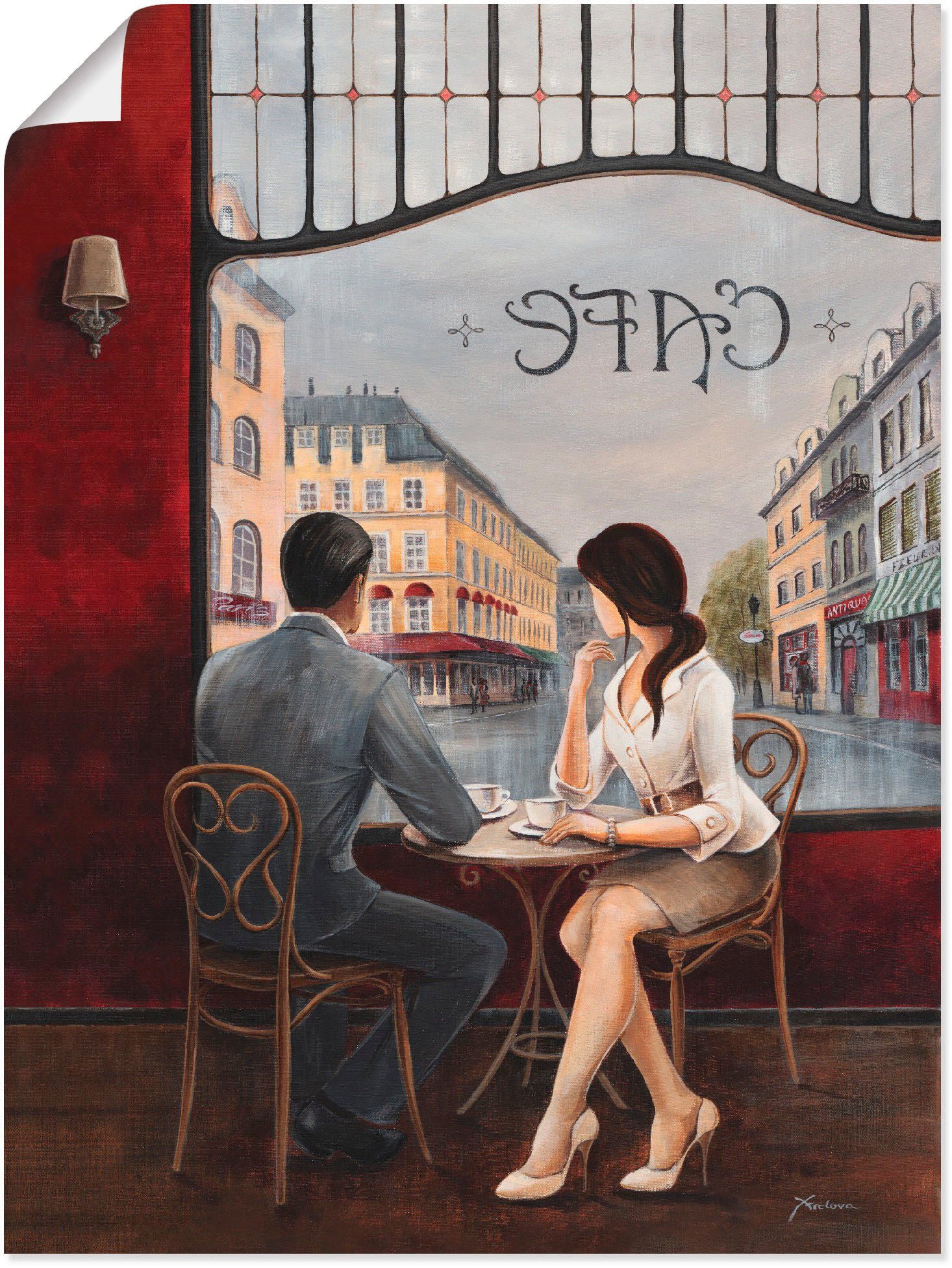 oder St), Poster Artland (1 Restaurant Cafés als versch. Wandaufkleber Café, Wandbild Leinwandbild, Größen & in Alubild,