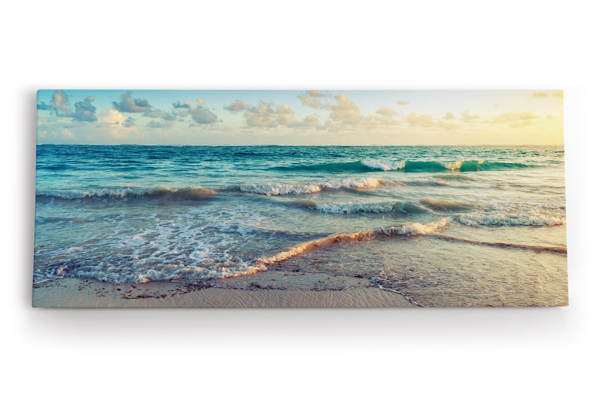 Leinwandbild Meer Ozean Horizont Strand Wellen Wolken