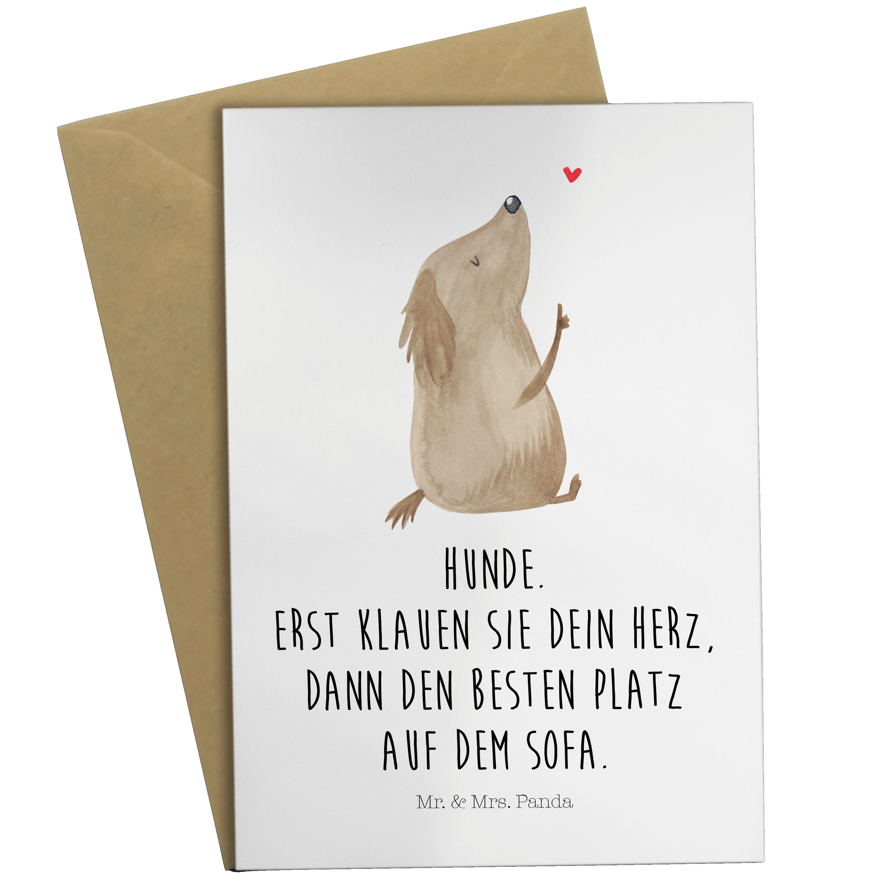 Mr. & Mrs. Panda Grußkarte Hund Liebe - Weiß - Geschenk, Glückwunschkarte, Klappkarte, Karte, Hu
