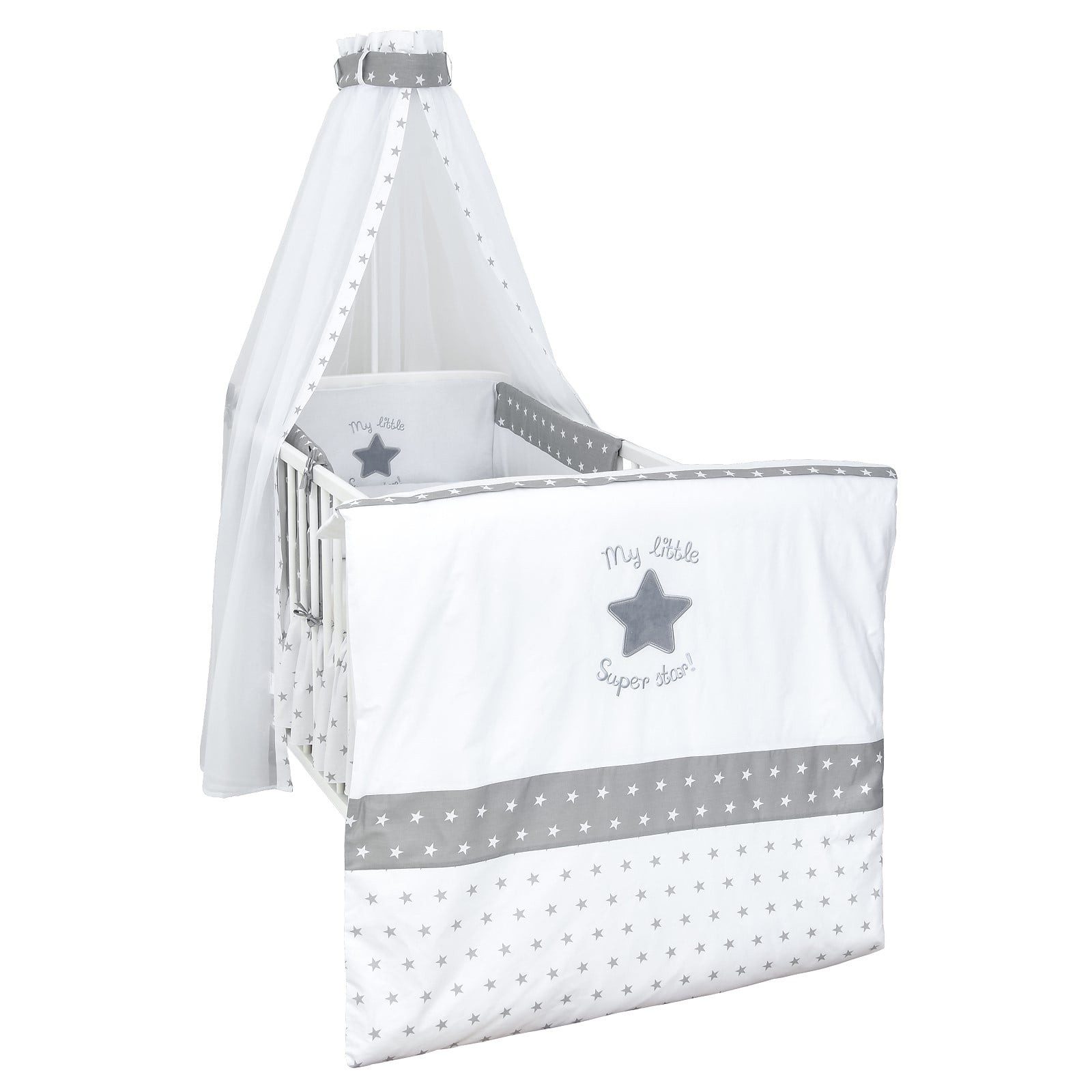 Babybettwäsche Baby Bettwäsche Set 4-Tlg. Nestchen Chiffonhimmel