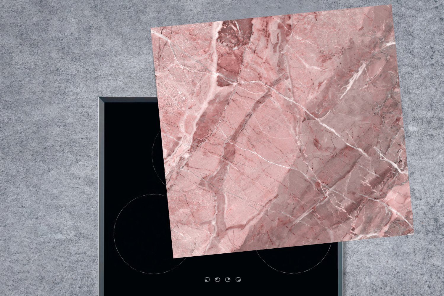 MuchoWow Herdblende-/Abdeckplatte Rosa - Weiß Ceranfeldabdeckung, 78x78 - tlg), Arbeitsplatte - für küche Vinyl, (1 Granit Kieselsteine, cm