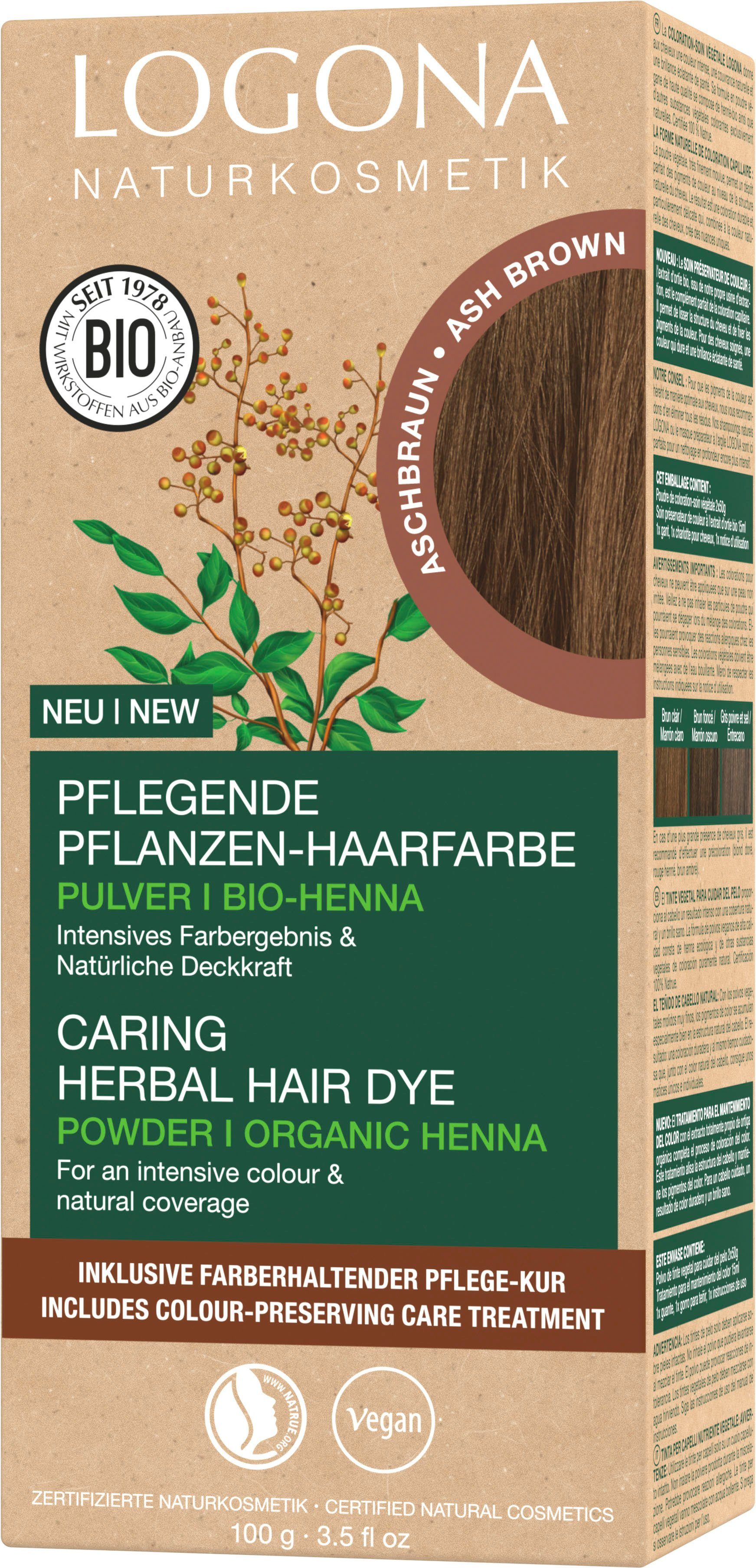 Pulver Haarfarbe Pflanzen-Haarfarbe 08 LOGONA Aschbraun