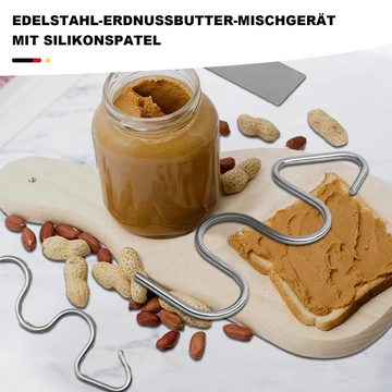 MAGICSHE Schneebesen Edelstahl Erdnussbutter Mixer,mit Pfannenwender, 3-teiliges Erdnussbutter, Marmelade, Nussbutter Mischwerkzeug