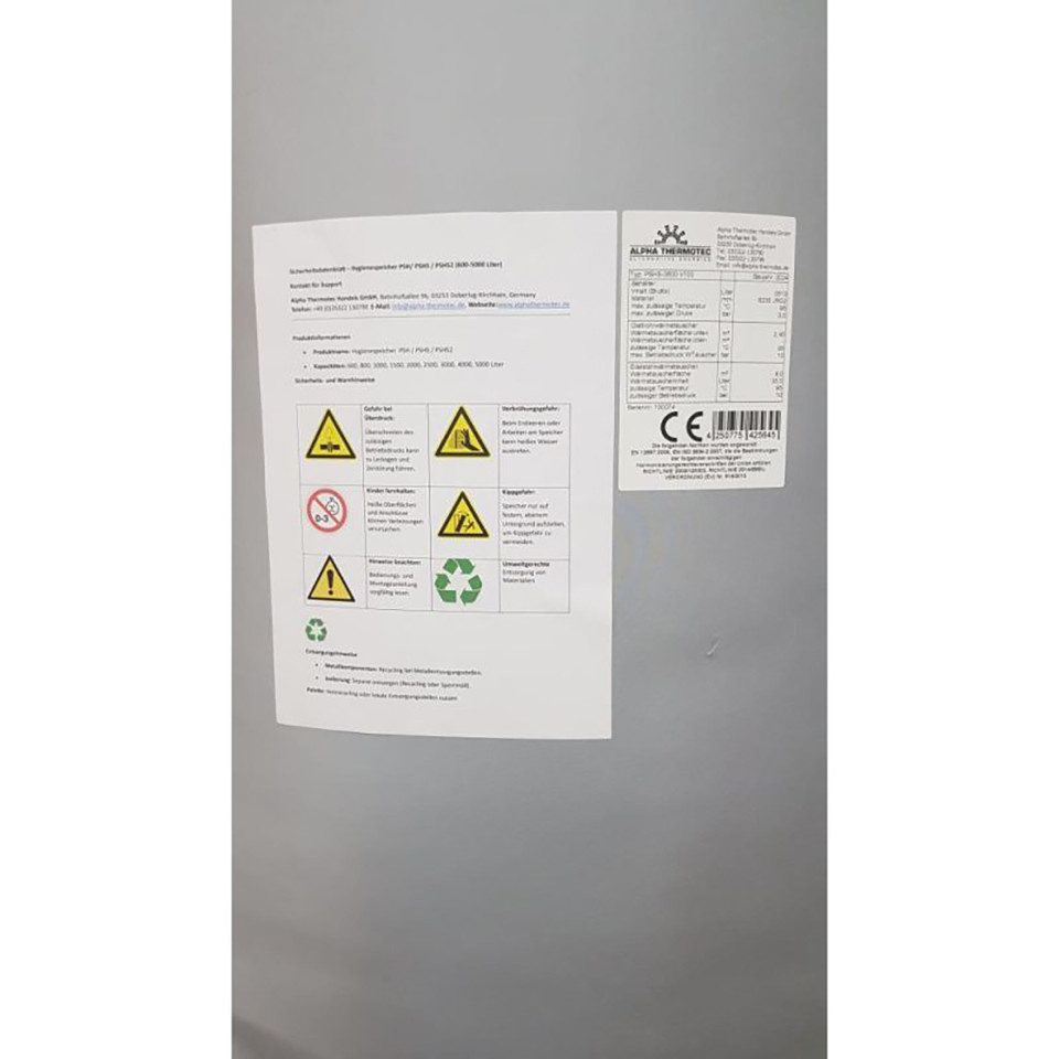 Alpha Thermotec Wandspeicher Hygienespeicher inkl. Isolierung - 1 WT