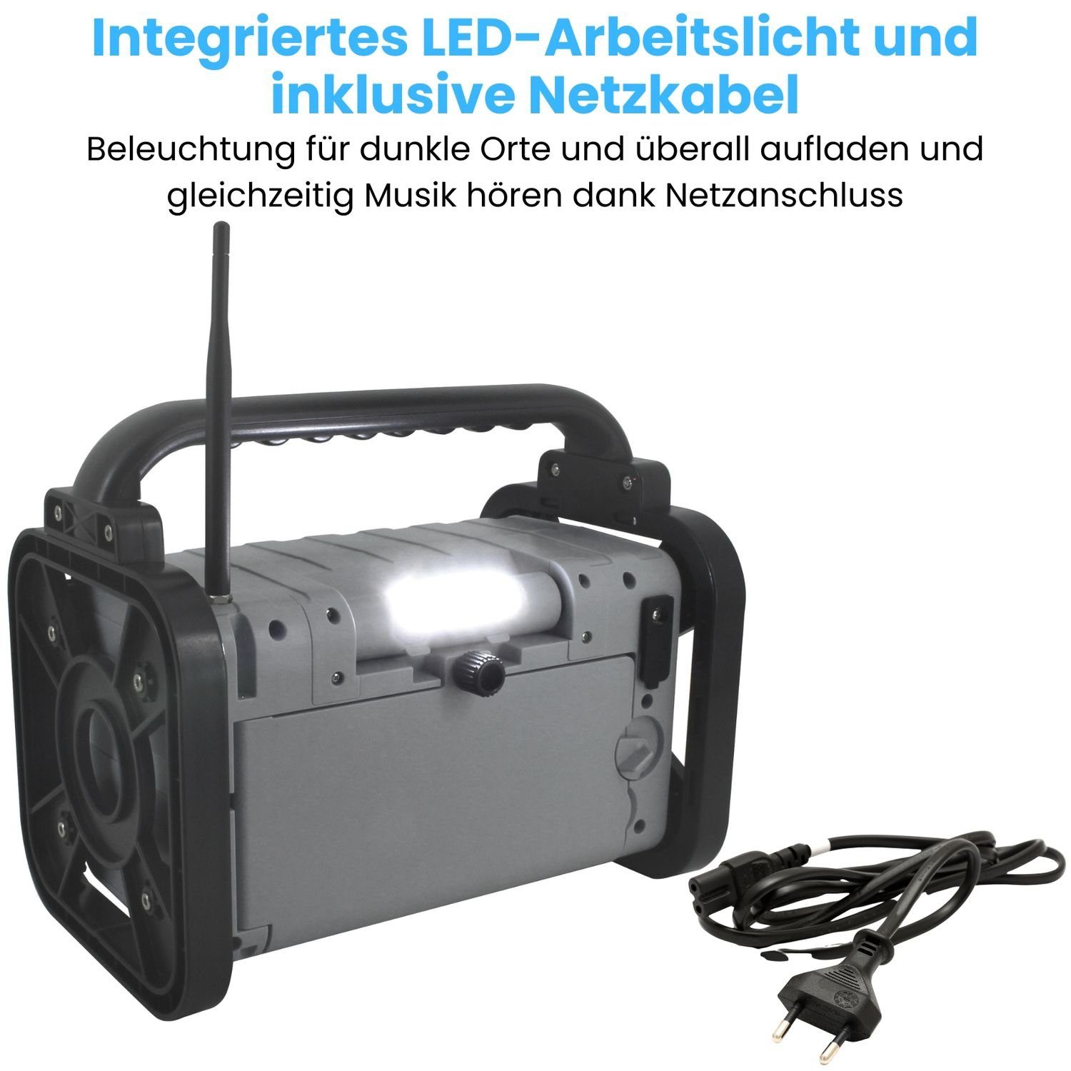 FM, PLL-UKW, (DAB+, Bluetooth IP44 Akku Baustellenradio spritzwassergeschützt Digitalradio MW, DAB80OR (DAB) DAB+ AM) Soundmaster