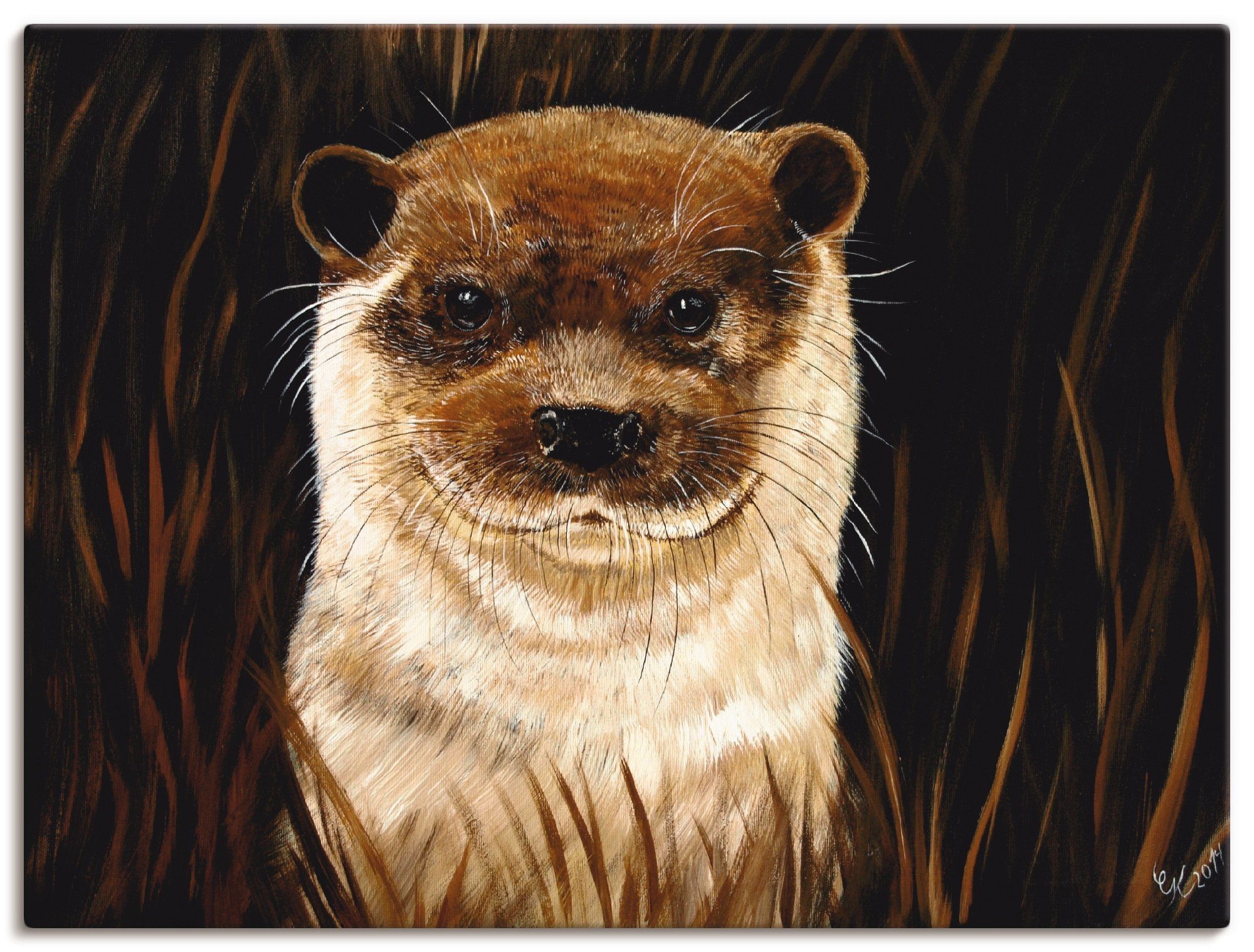 Artland Wandbild Otter im Gras, Wildtiere (1 St), als Alubild, Leinwandbild, Wandaufkleber oder Poster in versch. Größen
