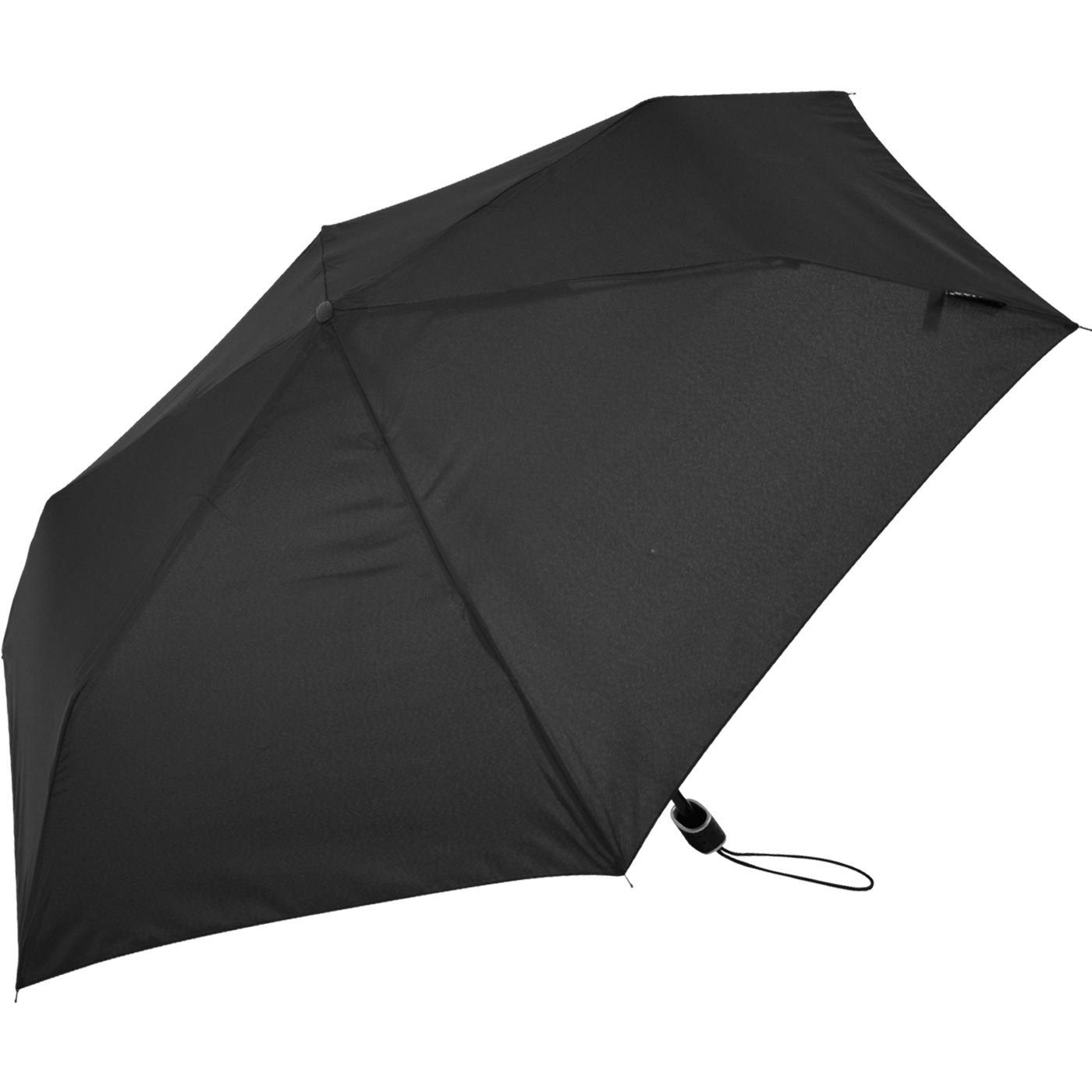 Schirm, leichter Reisegepäck perfekt Flat miniMAX® Impliva für Taschenregenschirm flacher schwarz das