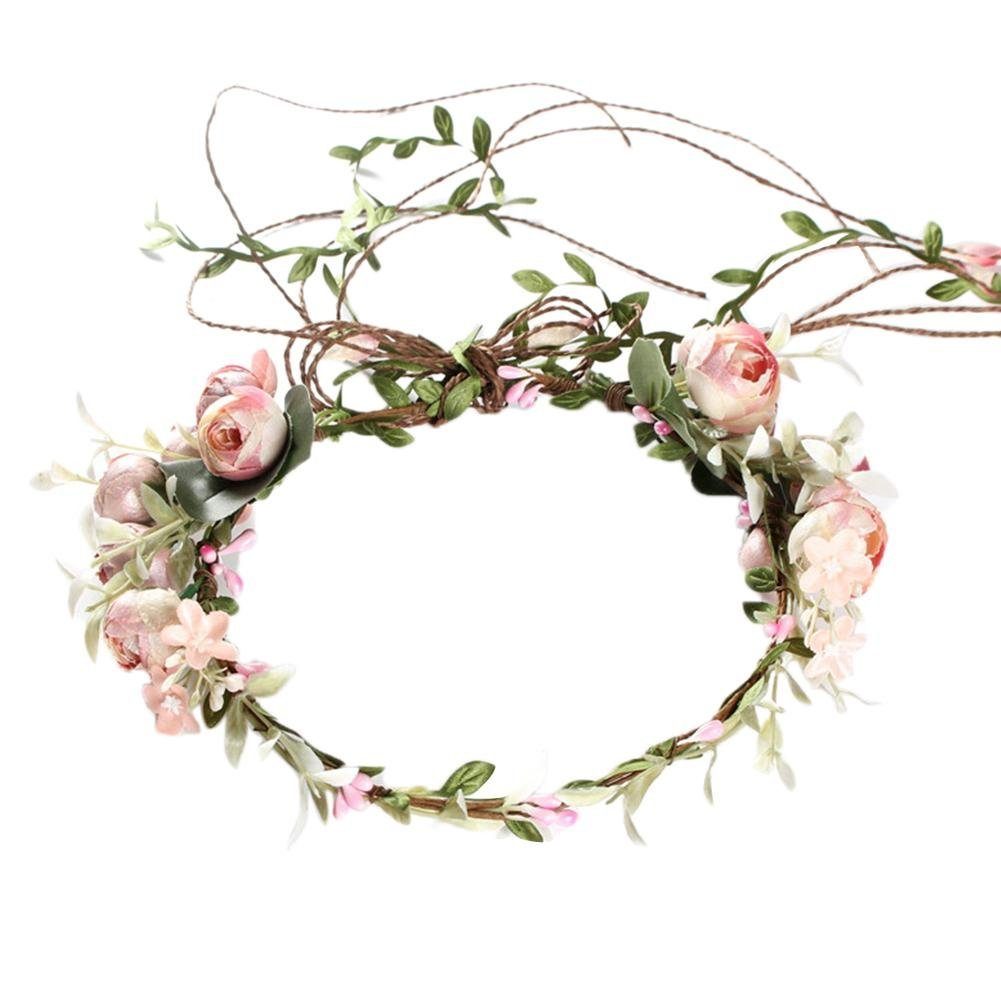 Hochzeit POCHUMIDUU Stirnband, Blumenkrone Haargummi Haarkranz Haarband Braut Brautjungfern Braut für