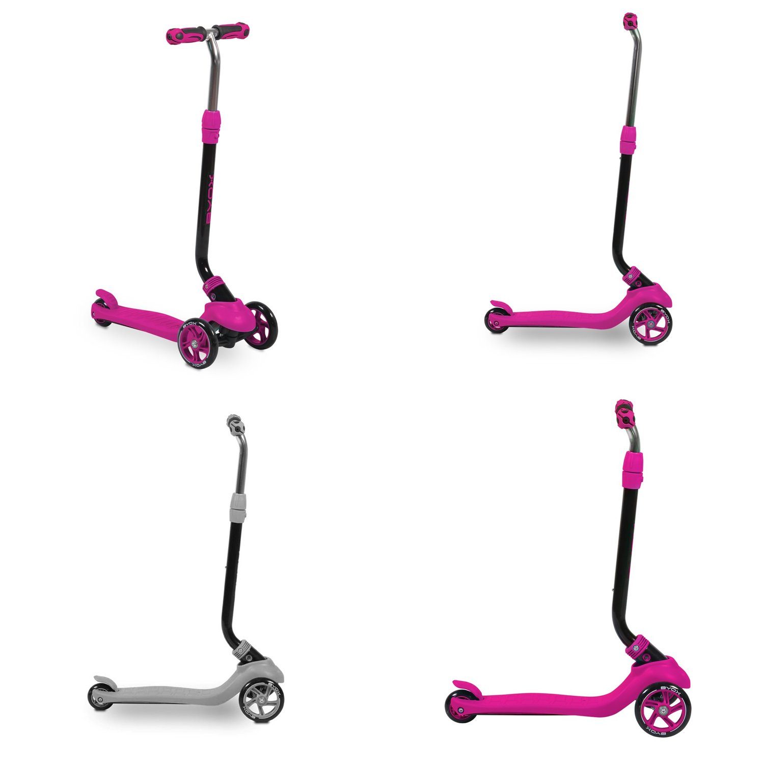 Schiebestange Kinderroller Cityroller Roller PU Rutscher pink in Byox Tristar 1, 3 ABEC-5 Räder