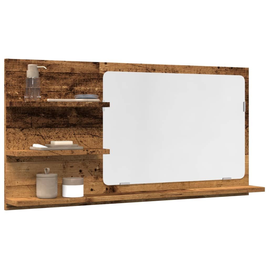 vidaXL Spiegelschrank NA Badspiegel mit Ablagen Altholz-Optik 90x11x45 cm Spanplatte