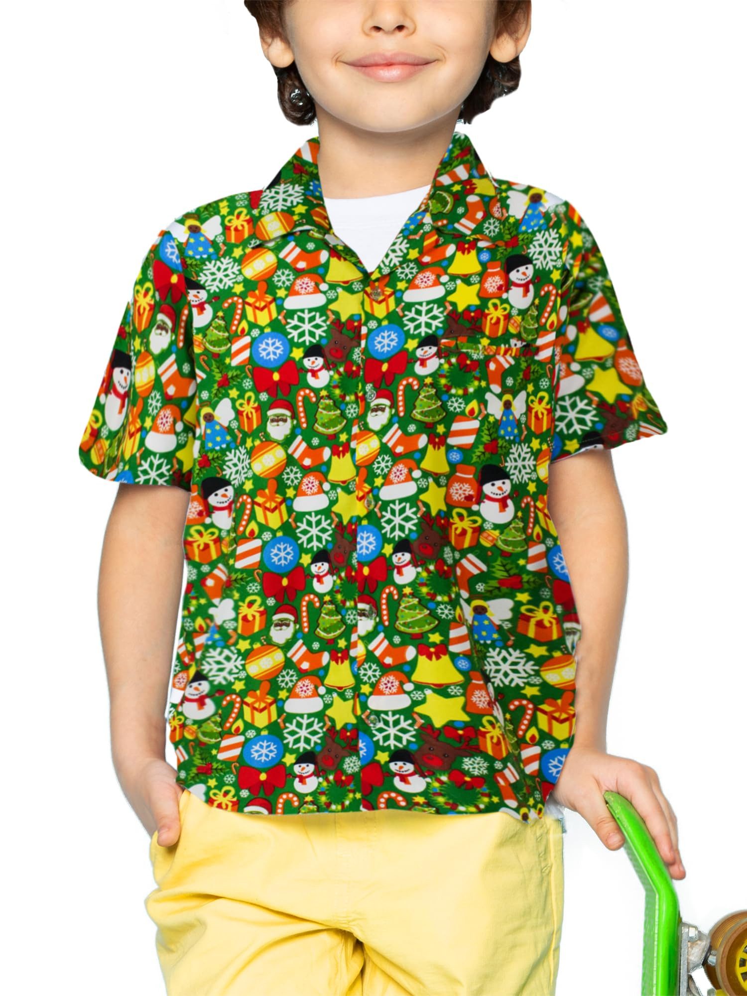 King Kameha Hawaiihemd "Christmas Allover" Kids Funky Hawaii-Hemd Kurzarm Front-Tasche