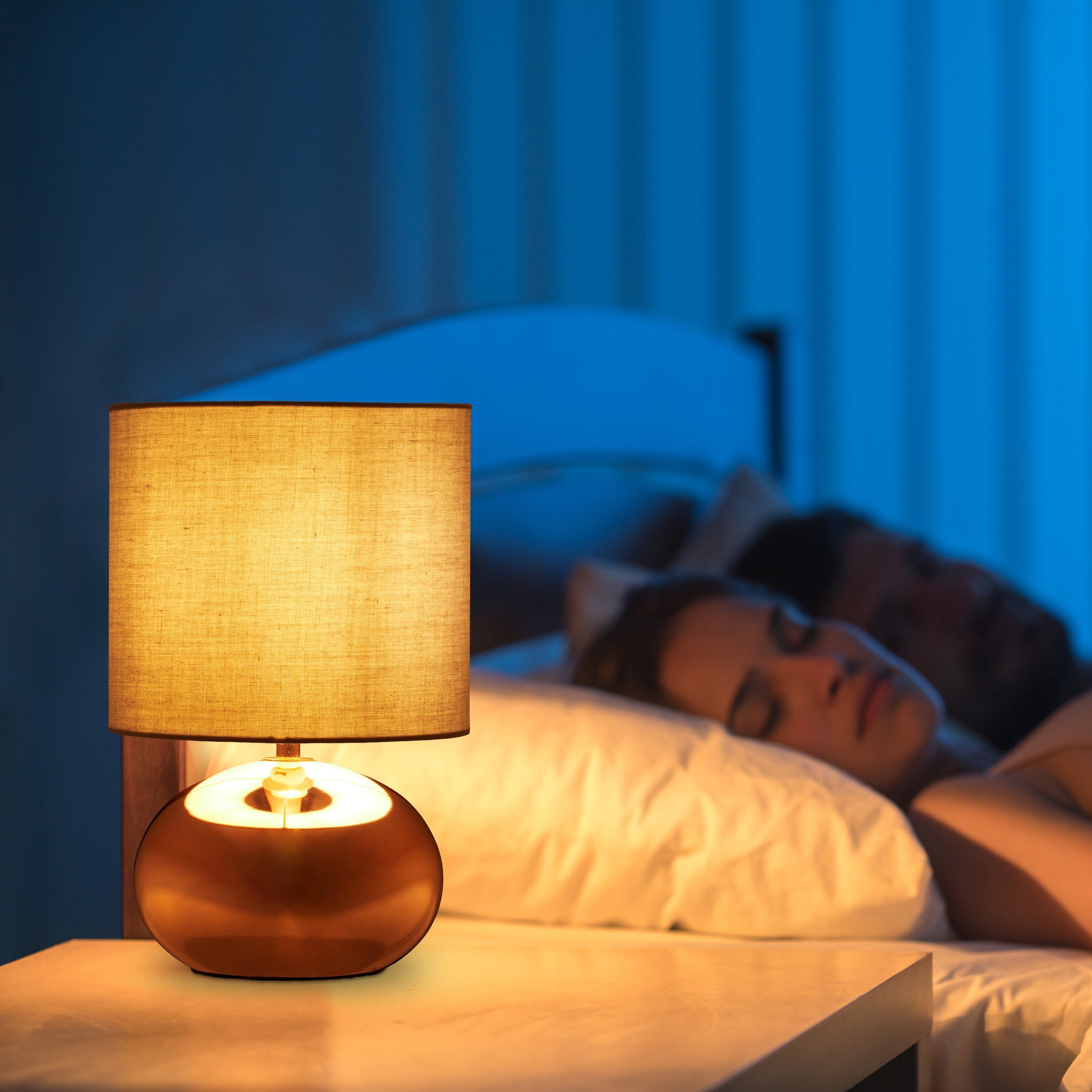 relaxdays Nachttischlampe Touch, Kupfer günstig online kaufen