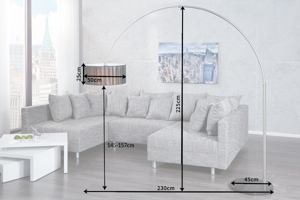 riess-ambiente Bogenlampe EXTENSO Design Metall Wohnzimmer schwarz, · · ohne Modern Leuchtmittel, · verstellbar 230cm