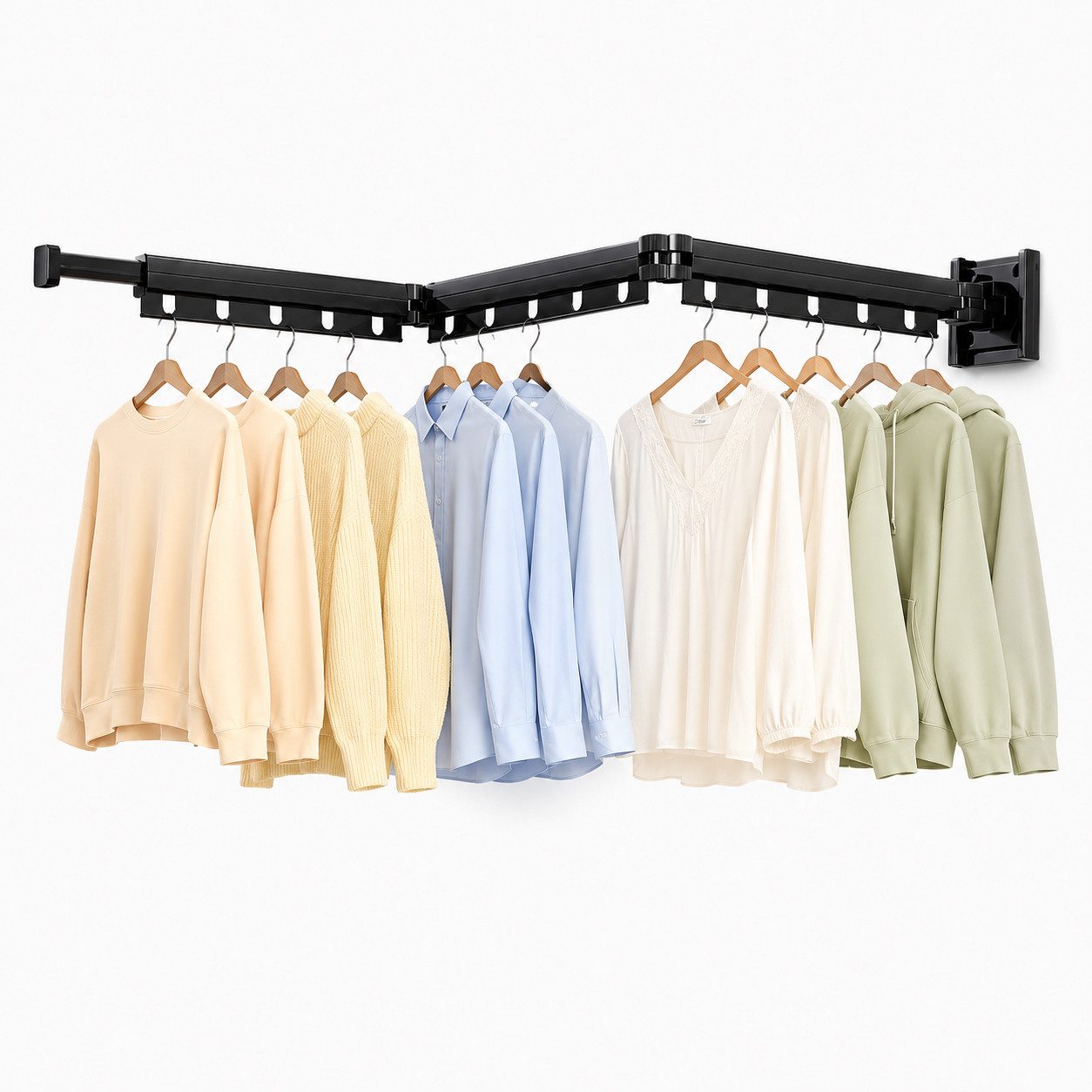 GLIESE POWER Kleiderständer Wand-Wäscheständer 126 cm – 3-fach klappbar, platzsparend & rostfrei, (1 St., Kleiderständer), Flexible Installation, vielseitig einsetzbar