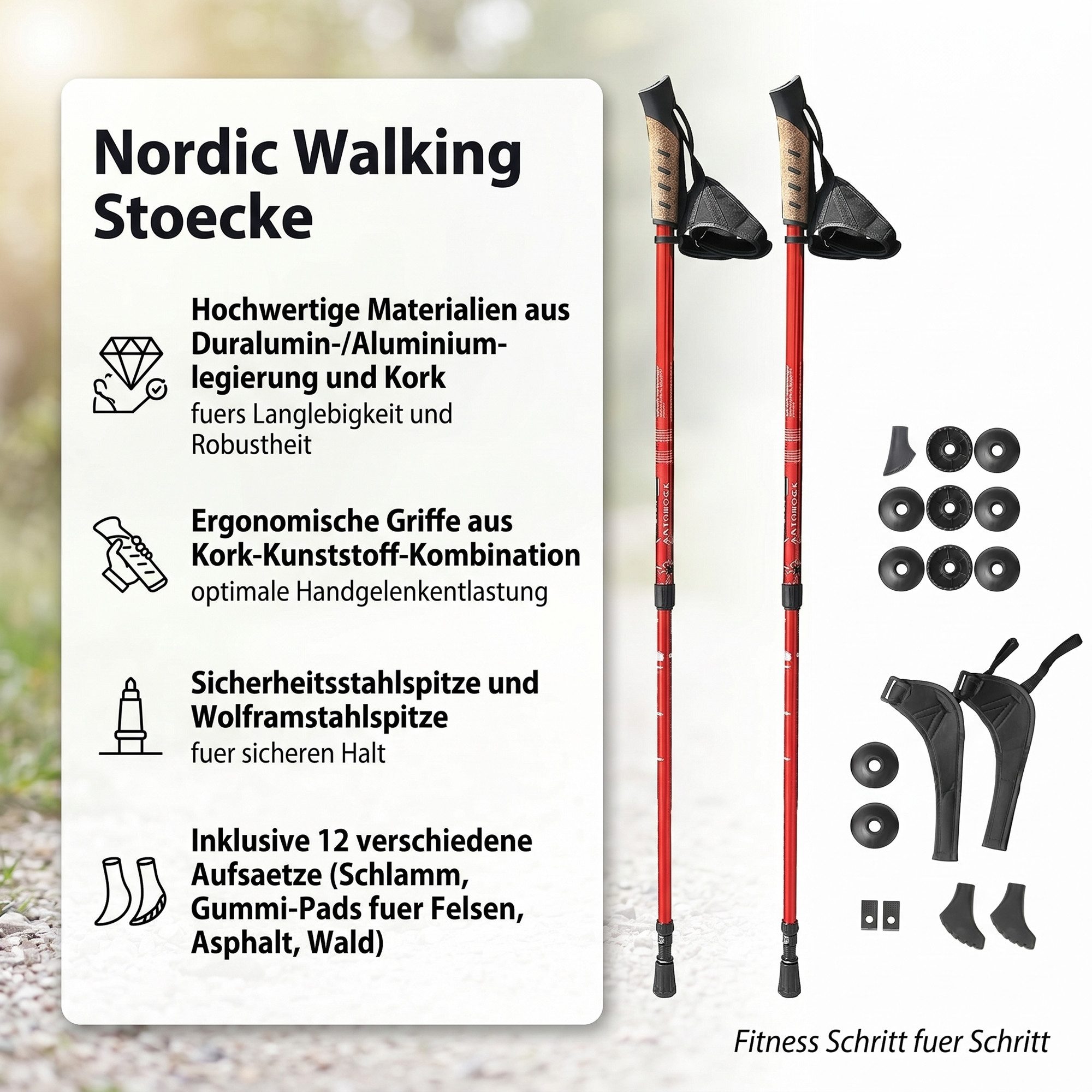 Mucola Nordic-Walking-Stöcke Teleskopstöcke Teleskop-Trekkingstöcke Wanderstöcke (Stück, 2 Stöcke), Teleskopstock