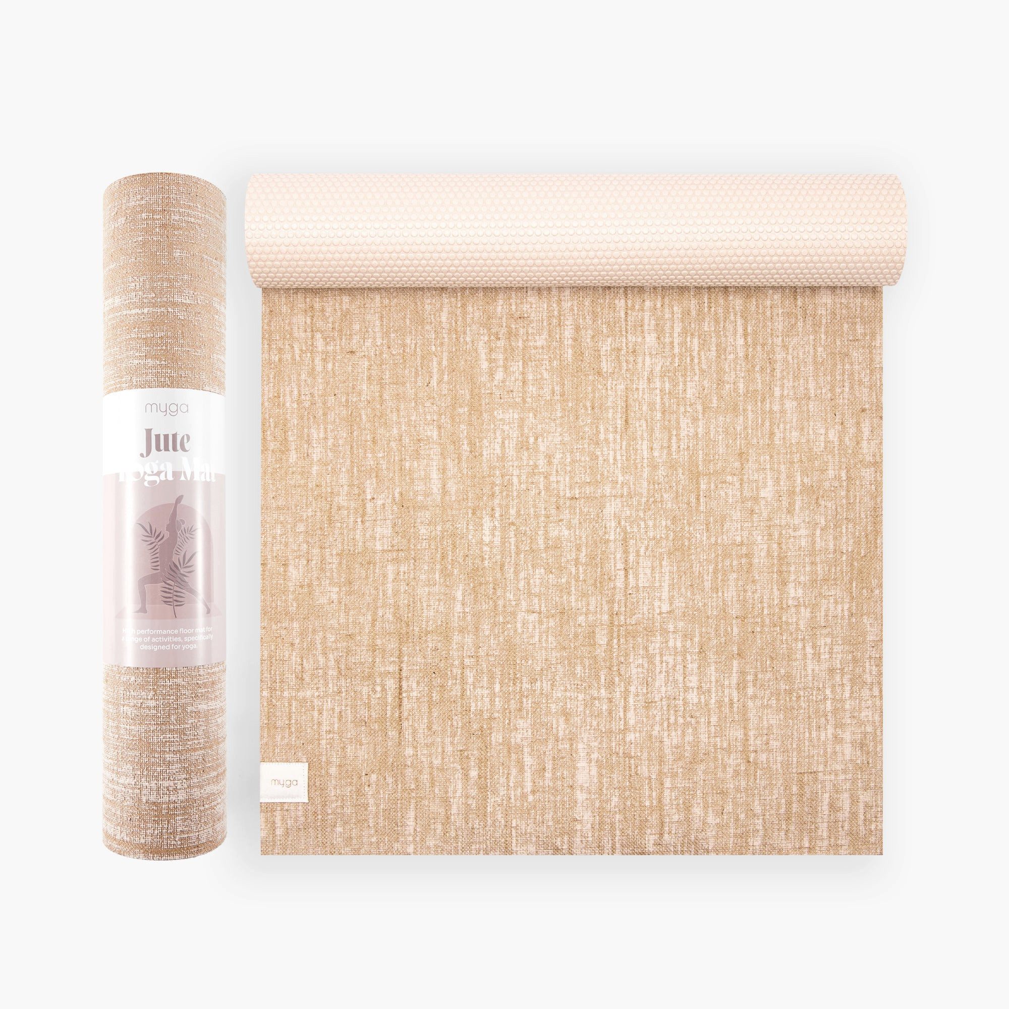 Myga Yogamatte Jute Yogamatte Ideal für Yoga, Pilates & Fitnessübungen - 183 cm, mit 5 mm Dicke