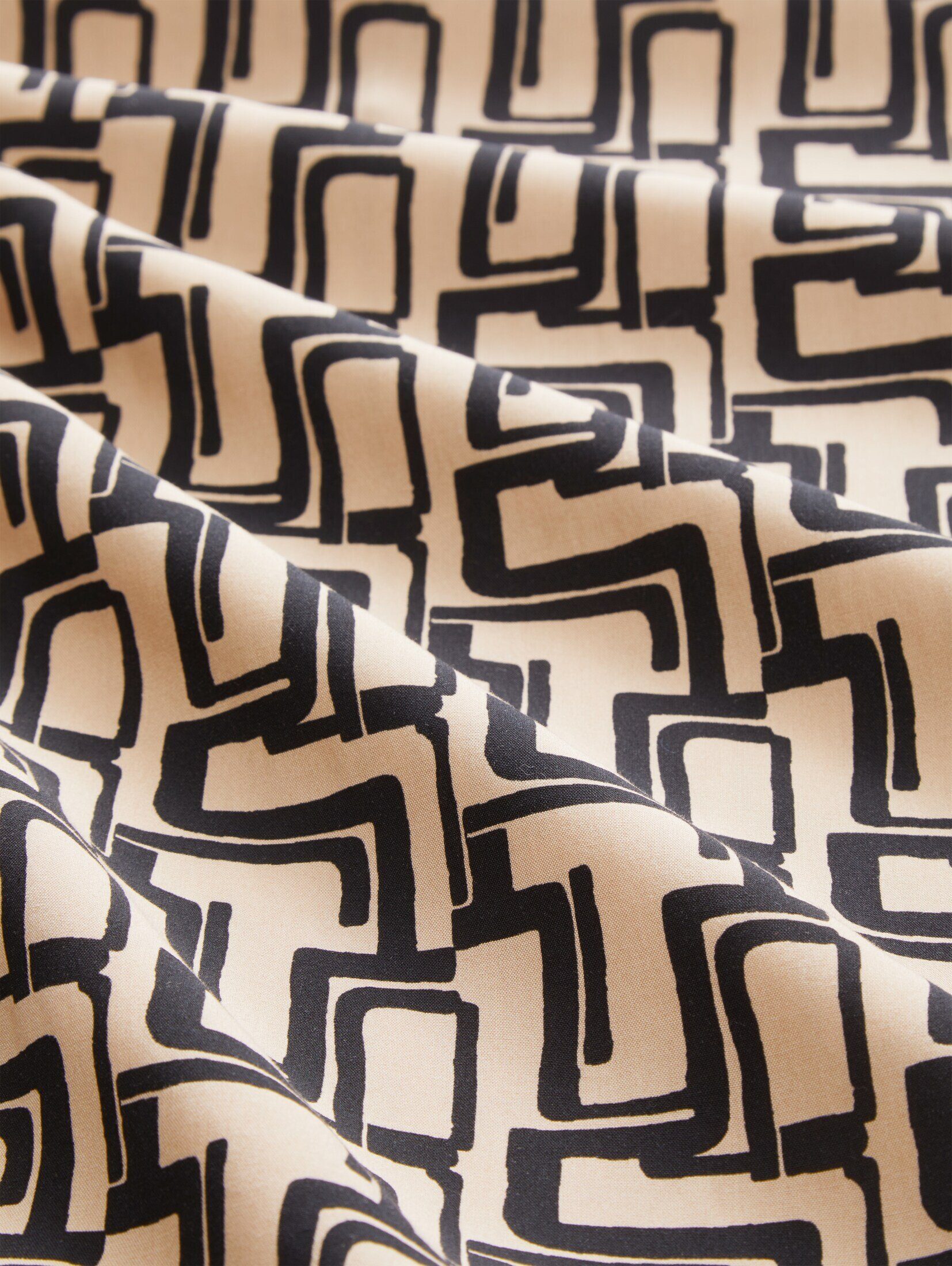 Jerseykleid mit TAILOR LENZING(TM) ECOVERO(TM) beige black abstract design Gemustertes Minikleid TOM