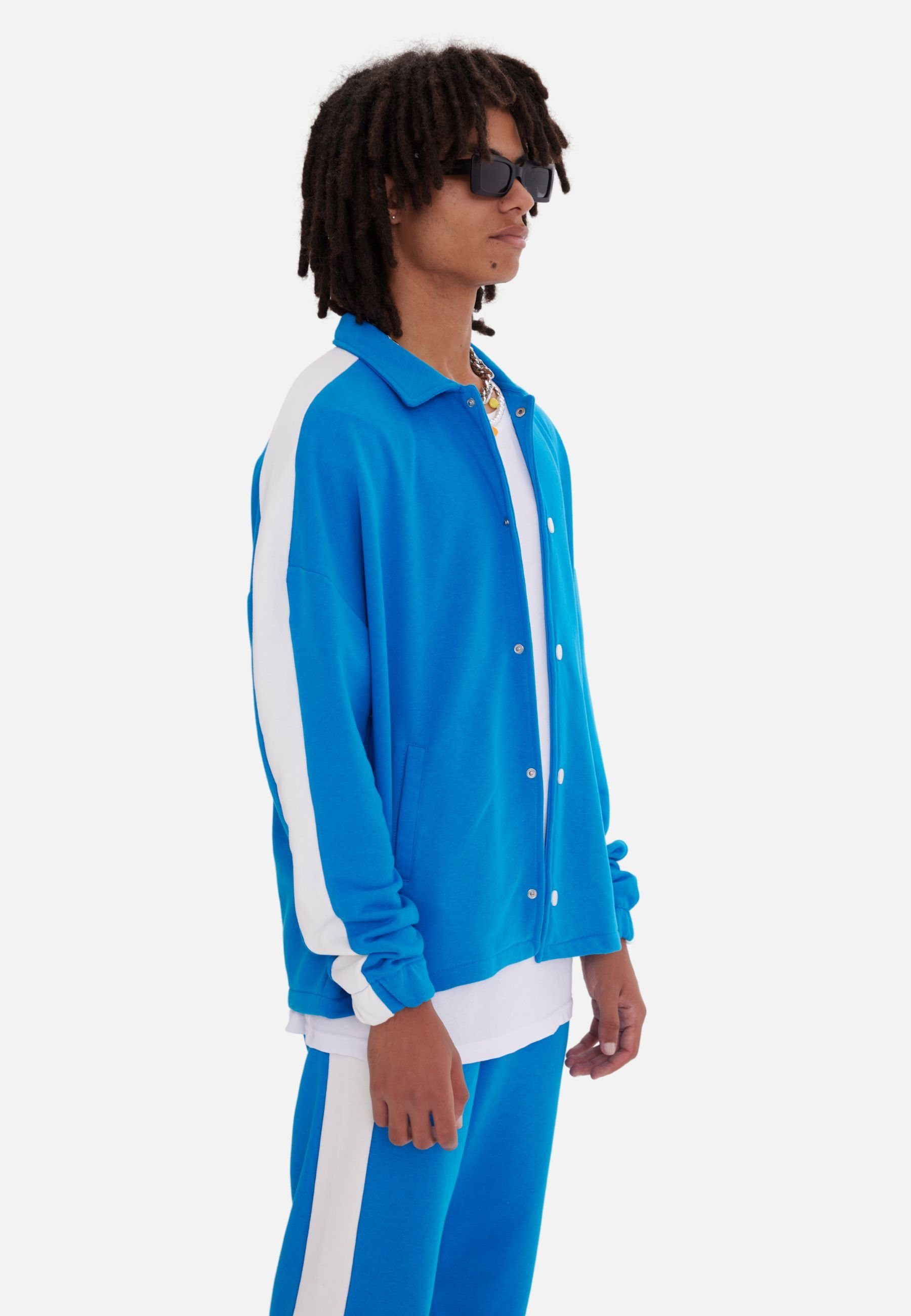 Blau Stripe Jogginganzug Jacke mit Hose COFI Streifen Set Jogginganzug Casuals
