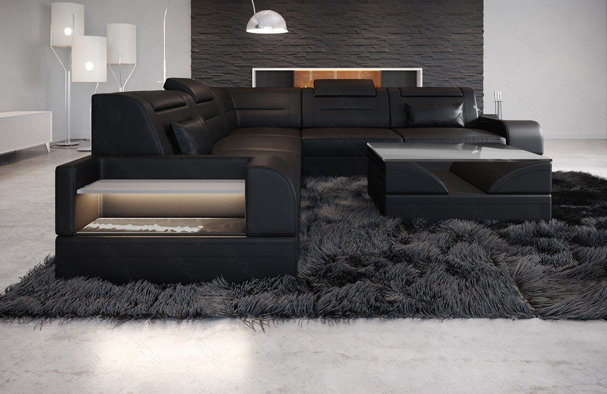 Sofa Dreams Ecksofa Leder Sofa L mit Form Ledersofa, LED, wahlweise L-Form mit Bettfunktion Ledersofa Trivento Couch