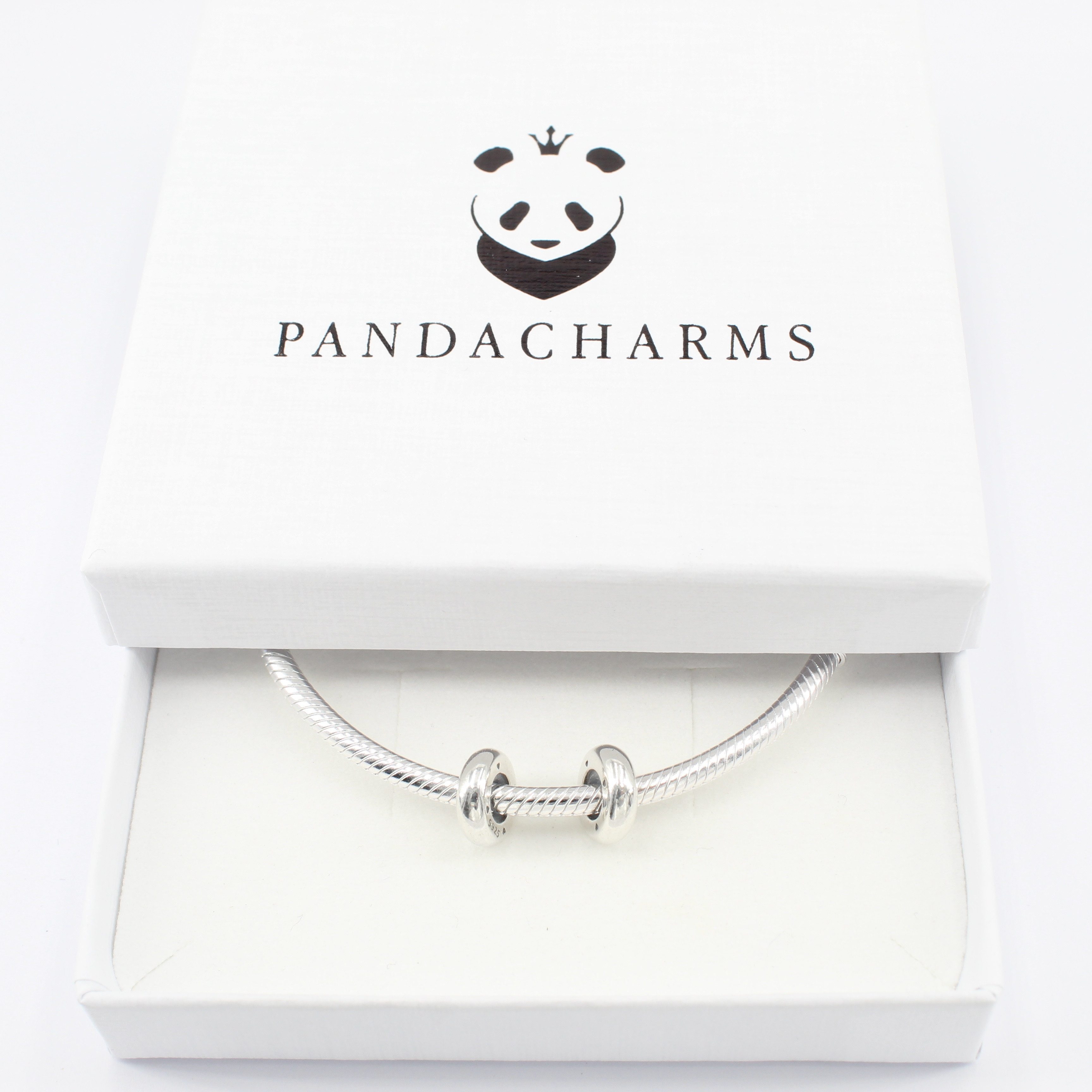 PANDACHARMS Bead Große Silber Stopper mit Herzen für Armband, mit Silikonkern, 2 Stück – Bild 3 von 3