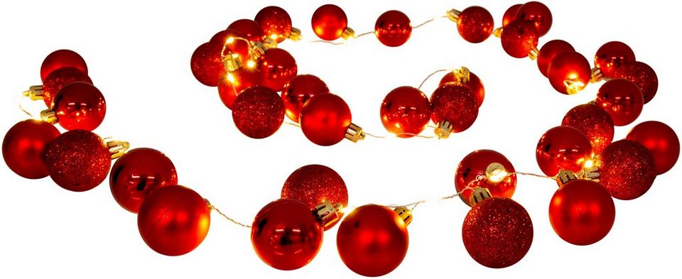 näve Lichterkette LED-Outdoor-Weihnachtslichterkette, Weihnachtsdeko rot  aussen, 1-flammig, l: 240cm, Ein-/Ausschalter, incl. Timer (6h an und 18h  aus),Farbe: rot