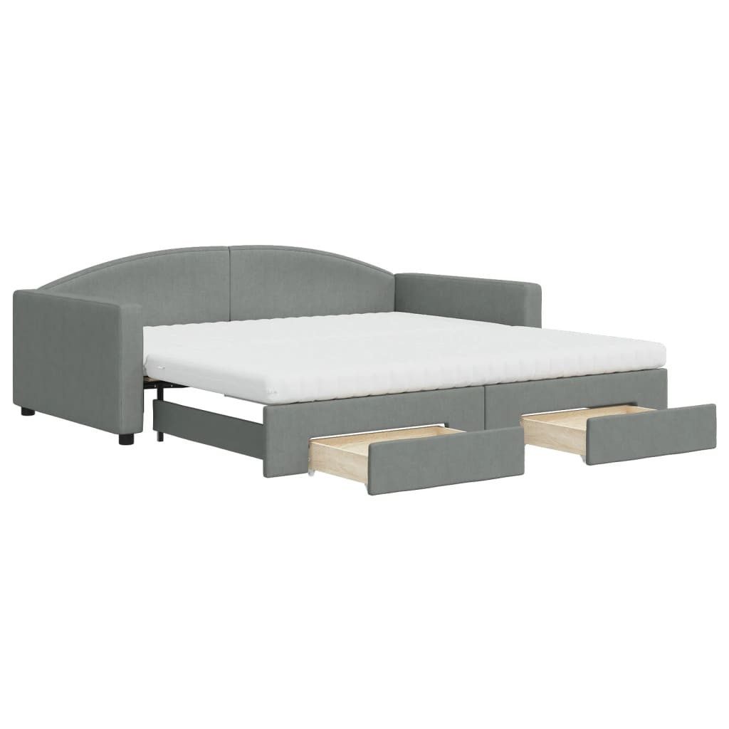 vidaXL Bett, Tagesbett Ausziehbar mit Schubladen Dunkelgrau 100x200 cm Stof günstig online kaufen