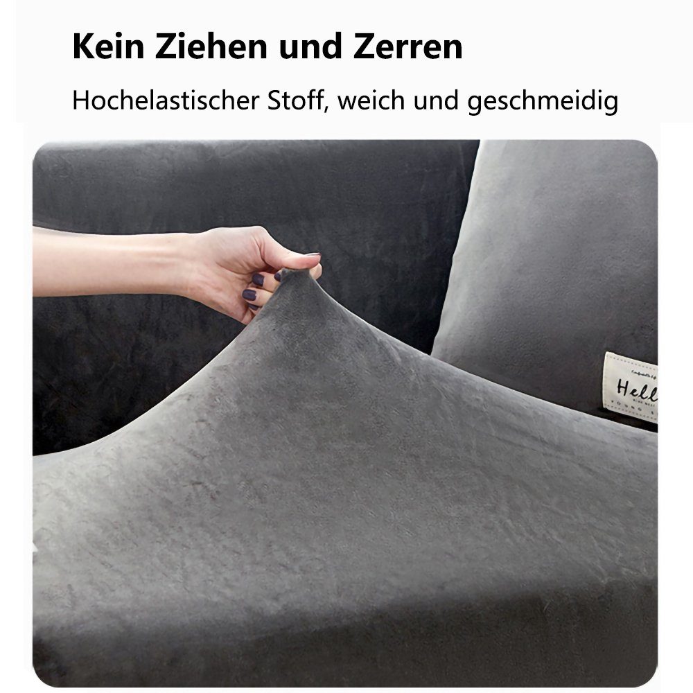 Sofahusse Sofabezug Universal Juoungle Sofaüberwurf, L-Form Stretch Waschbar dunkelgrau(190*230cm) für