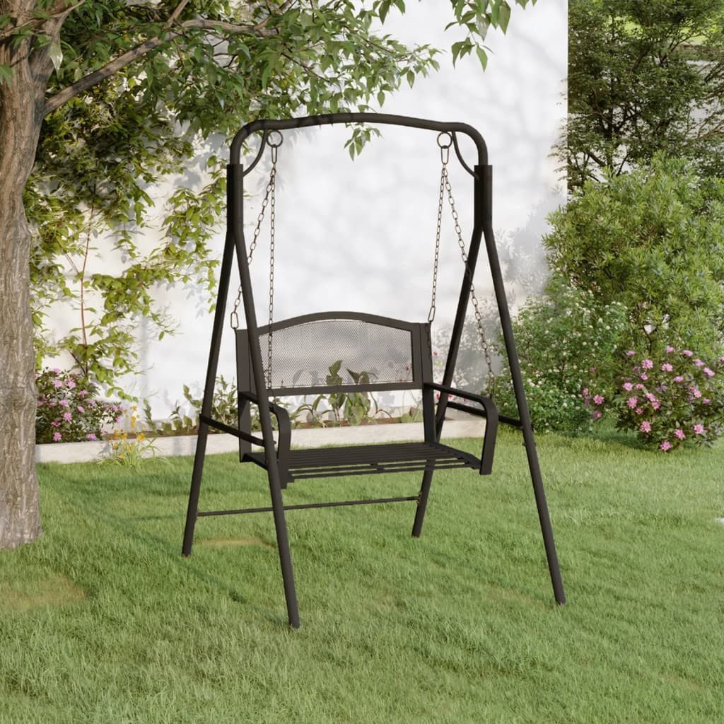 vidaXL Gartenbank Hollywoodschaukel 124 cm Schwarz Stahl (1-St)