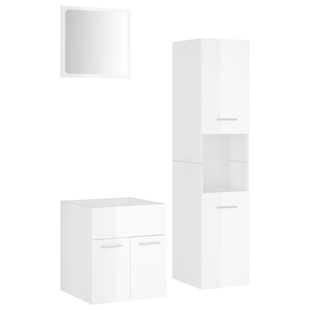 vidaXL Badezimmer-Set Badmöbel-Set Hochglanz-Weiß Holzwerkstoff, (1-St) günstig online kaufen