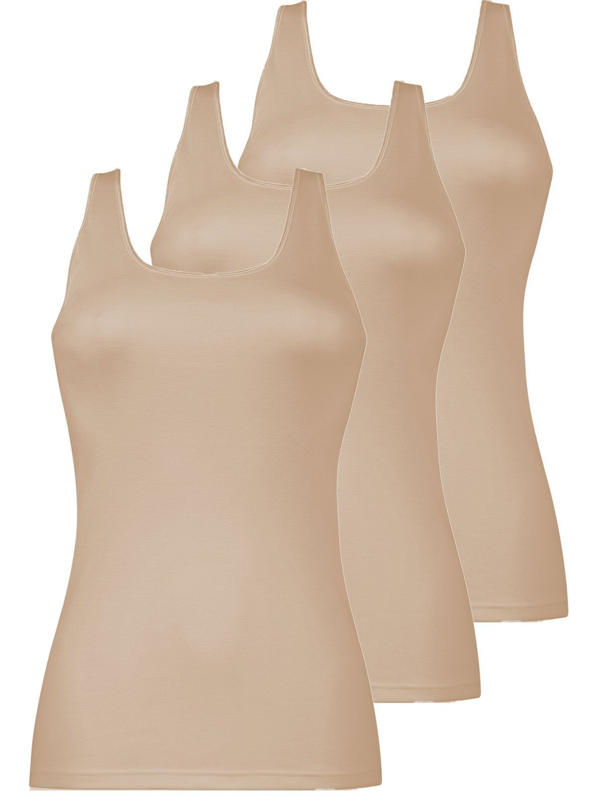 beige Pack 3er Damen 3-St) Nina C. Daily Von Achselhemd (Packung, Achselhemd -