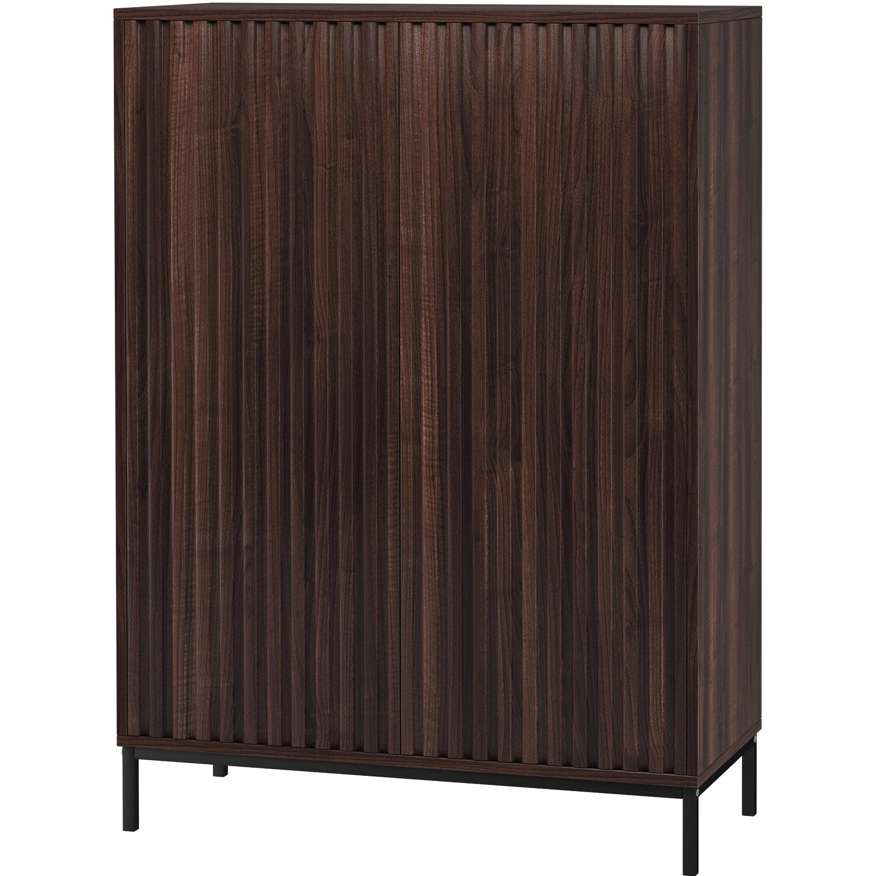 loft24 Hochschrank Cecilie Highboard mit geriffelten Fronten, Metallgestell günstig online kaufen