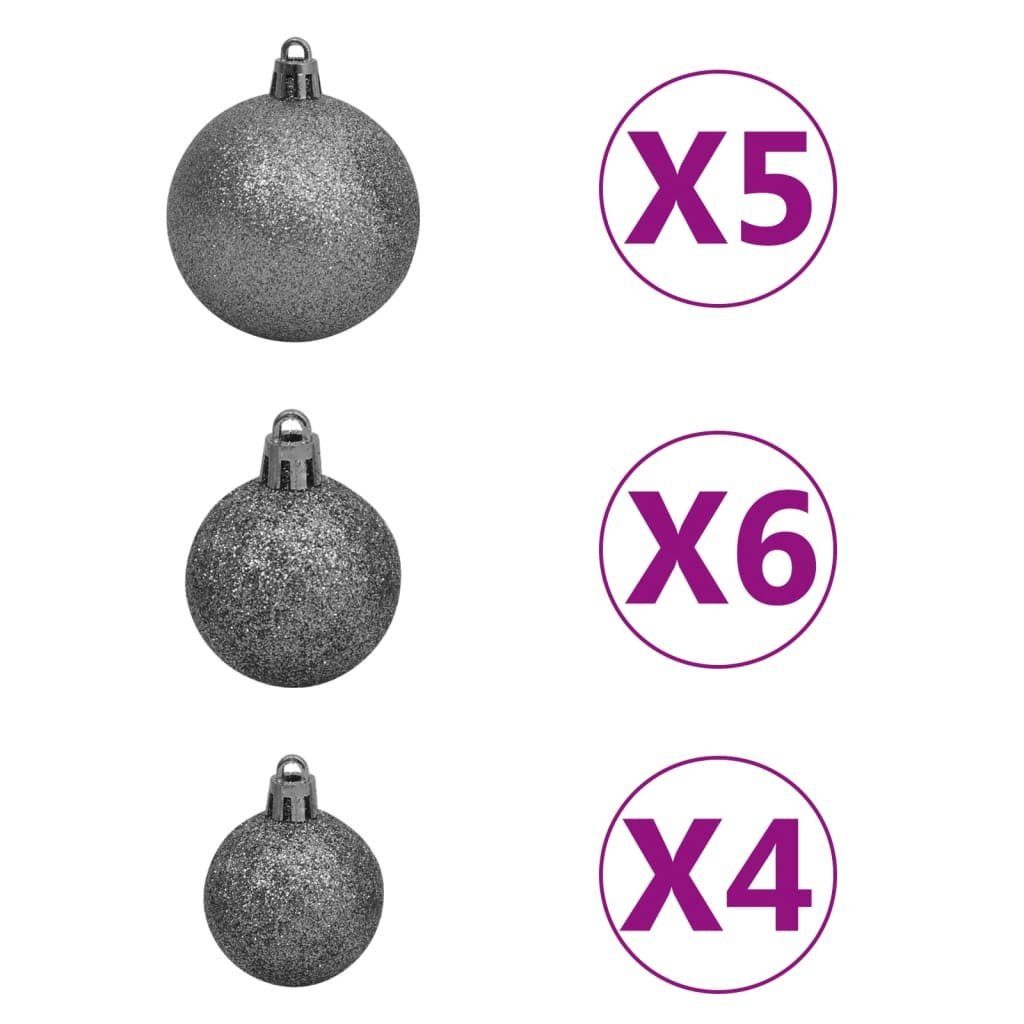 Weihnachtskugeln 61-tlg. (61-tlg) mit Christbaumschmuck LEDs Weiß und grau vidaXL Weihnachtsbaumspitze 150
