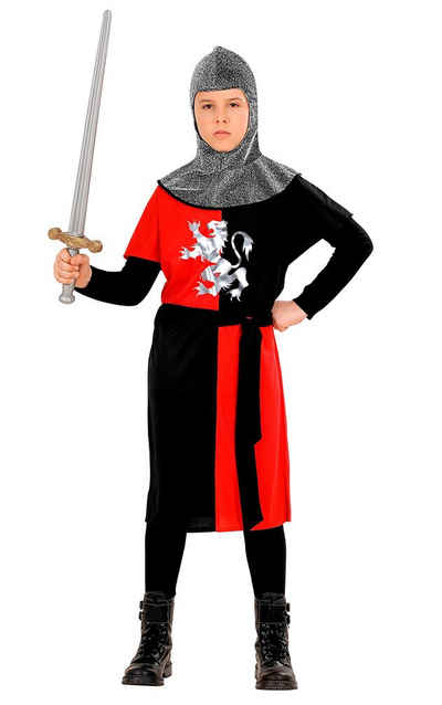 Karneval-Klamotten Ritter-Kostüm Kreuzritter Kinder rot schwarz, Mittelalter Kinderkostüm für Karneval