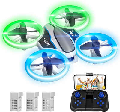 AVIALOGIC für Kinder, RC Drone mit LED Lichter,Quadrocopter Drohne (720p, mit 3D Flips, Kopflosem Modus und 3 Akkus,21 Min Lange Flugzeit)