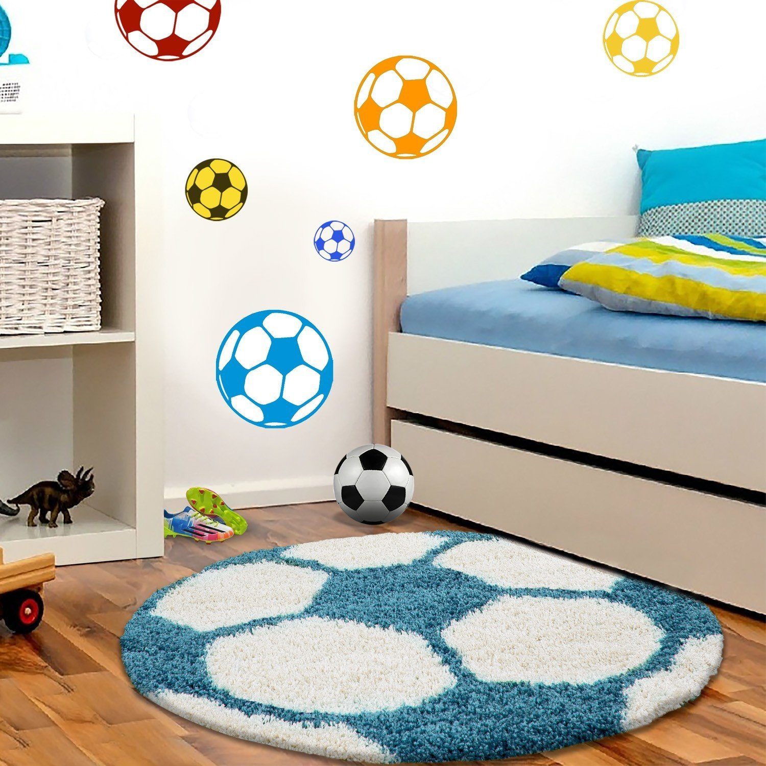 Kinderteppich Fußballteppich Fußball Kinderteppich Shaggy Kinderteppich, Giancasa Türkis | Kinderteppiche